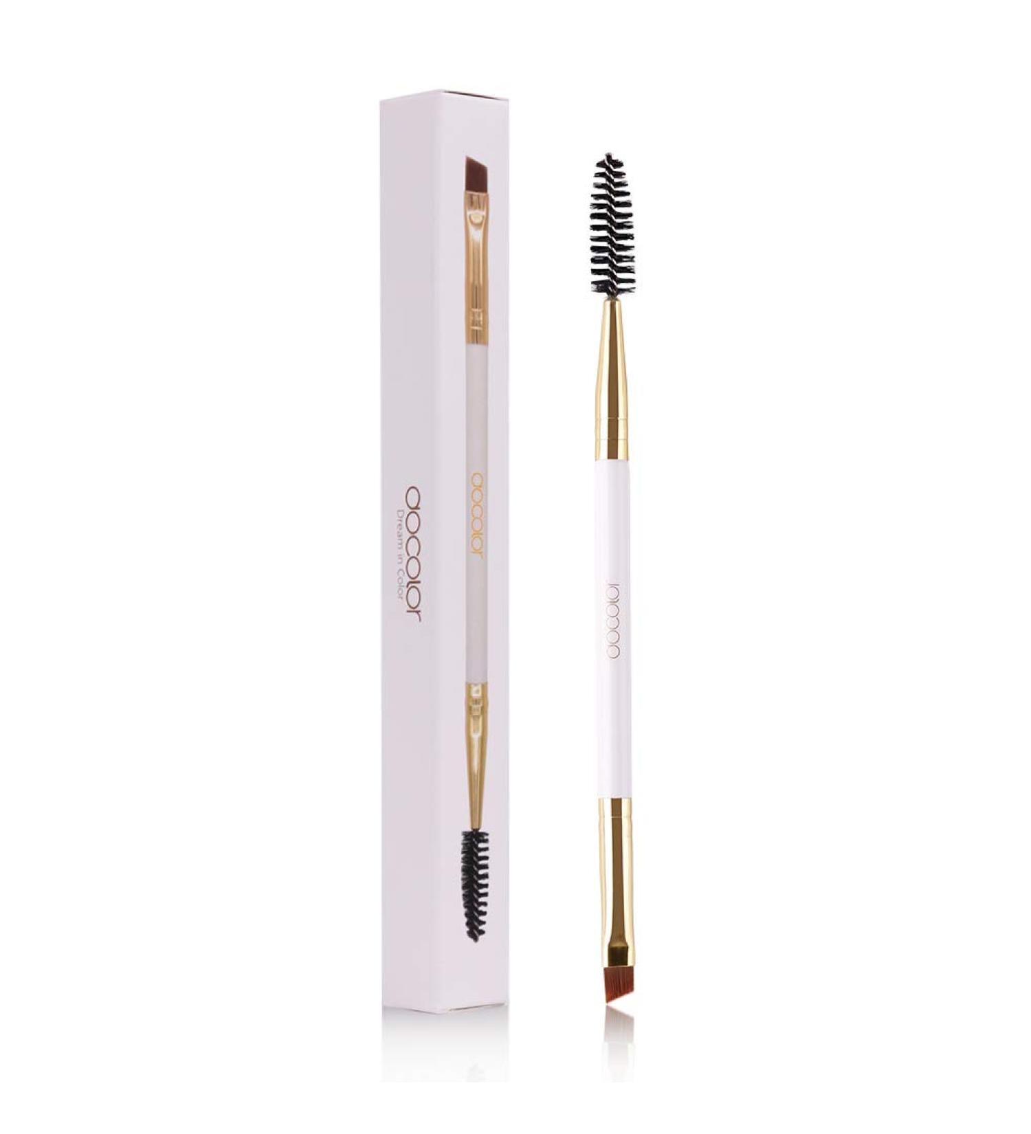 Docolor Eyebrow Brush Duo - Professional Angled Brow Brush and Spoolie for Precise Brow Shaping and Grooming - White - Buy Online on GoSupps.com
