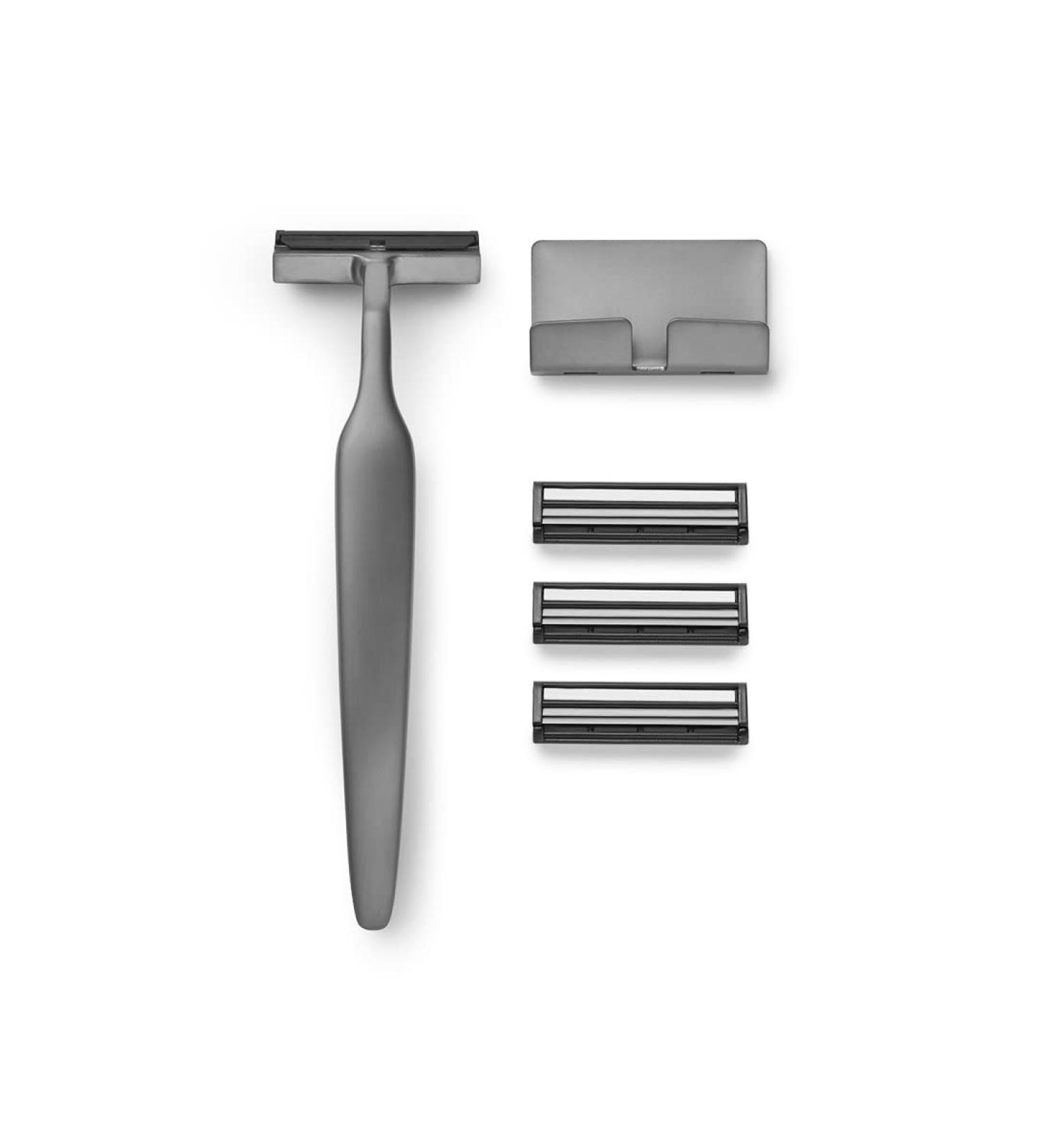 MELLE Dusty Metal Razor for Women | 1x Metal Razor Head & Holder in Matte Grey | 3x Replacement Blades - Superior Shaving Experience - Buy Online on GoSupps.com