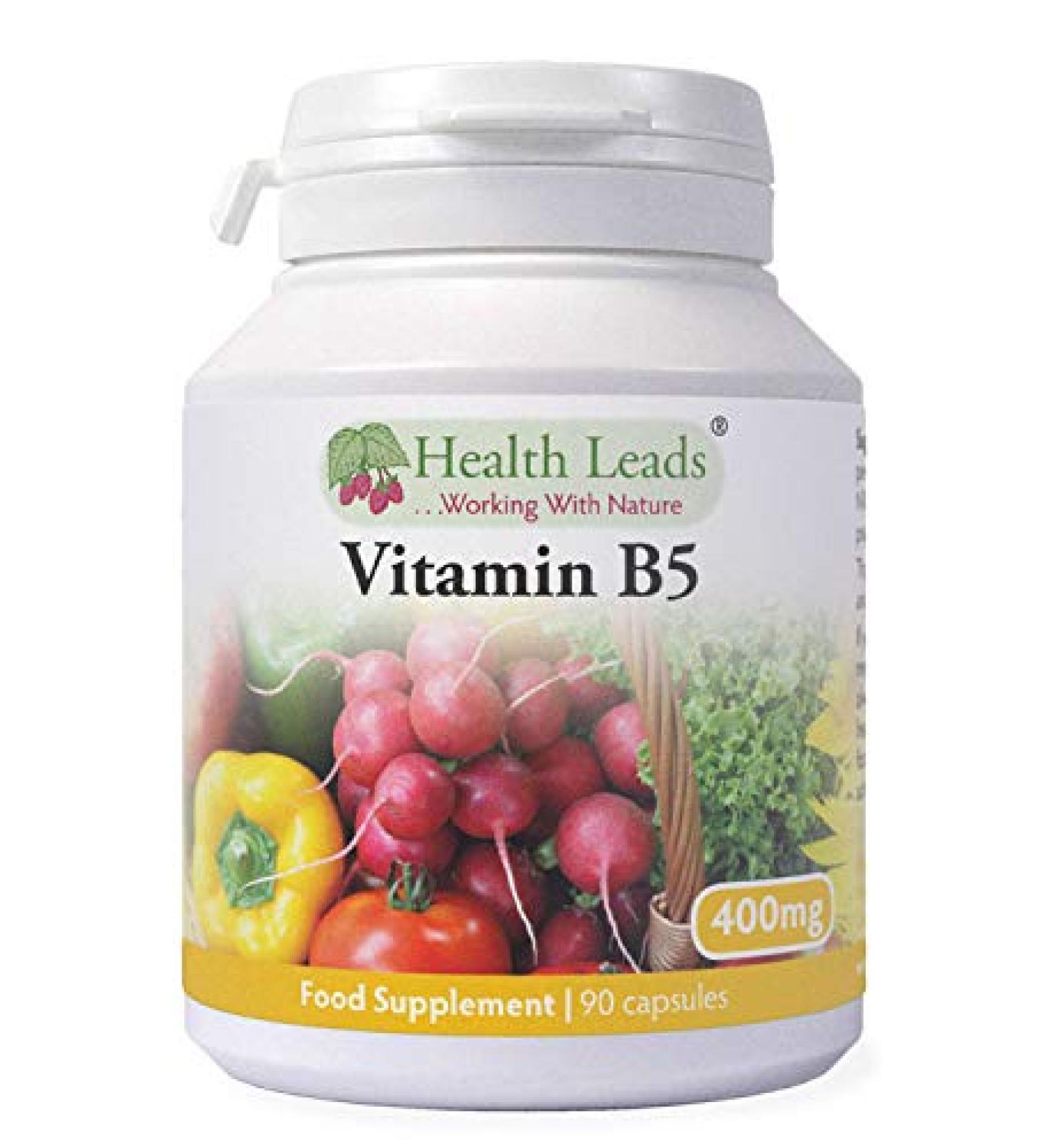 Vitamin B5 (Pantothenic Acid) 400mg x 90 Capsules (Magnesium Stearate Free) - Buy Online on GoSupps.com