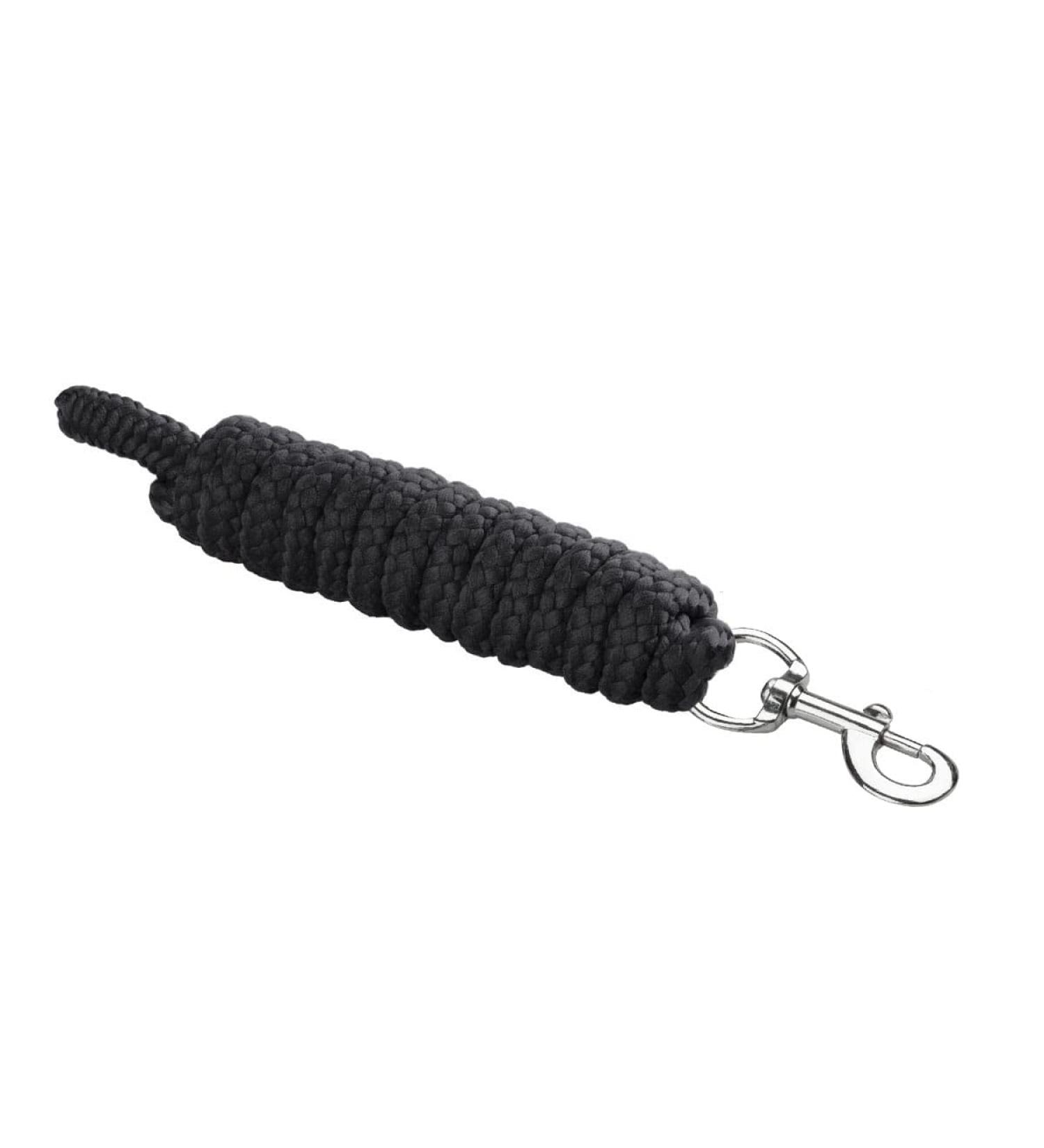 Leading knit with panic and classic hook (carabiner) for horse start Economic Nylonsil 2m long lead leash tie rope pony donkey goat binding trick for horses (black snap) black snap