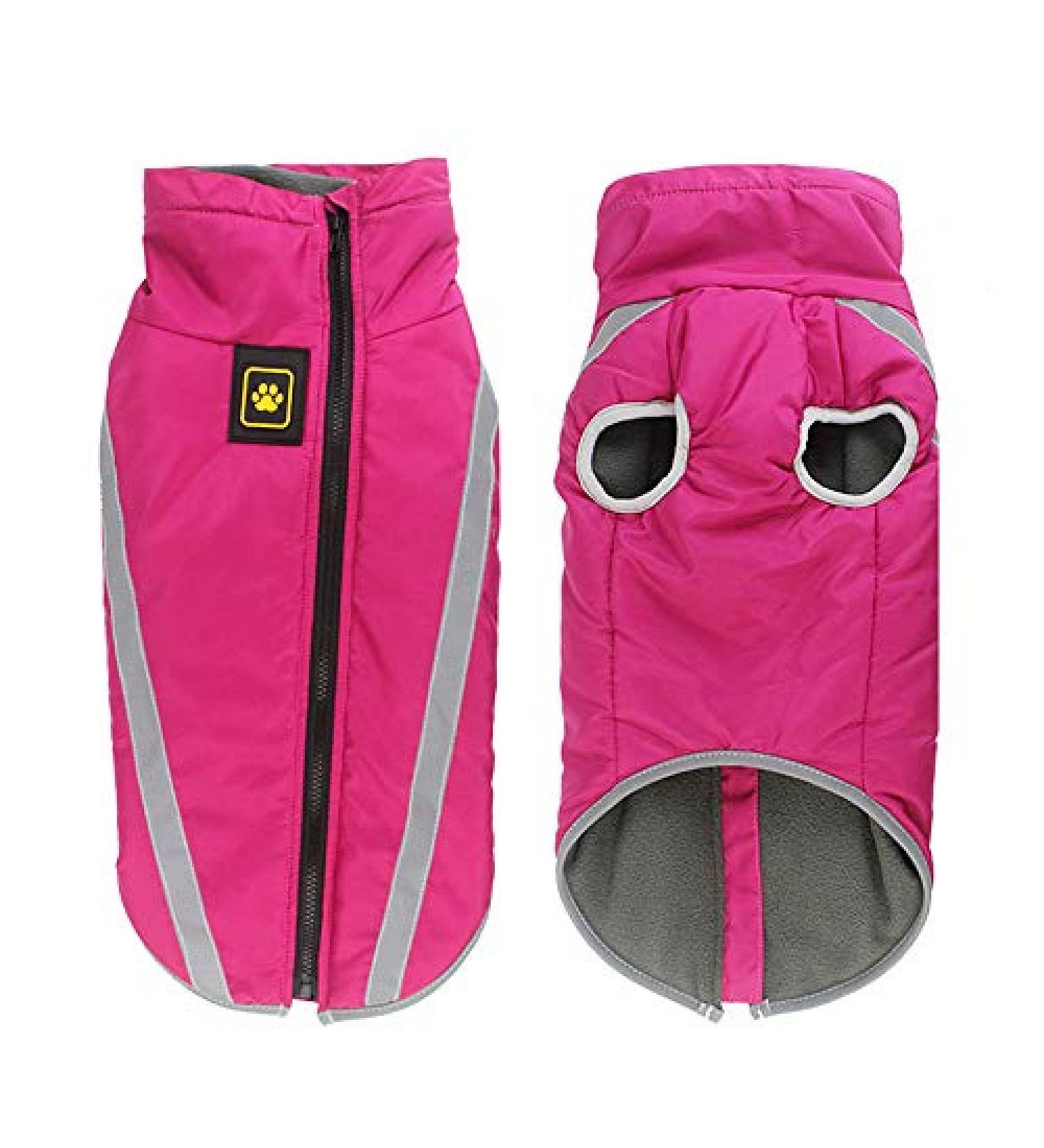 Waterproof Dog Coat for XL-6XL XXL Rose: Winter Warm Jacket for Small to Large Dogs - Windproof Pet Clothes with Harness Hole by Idepet - Buy Online on GoSupps.com