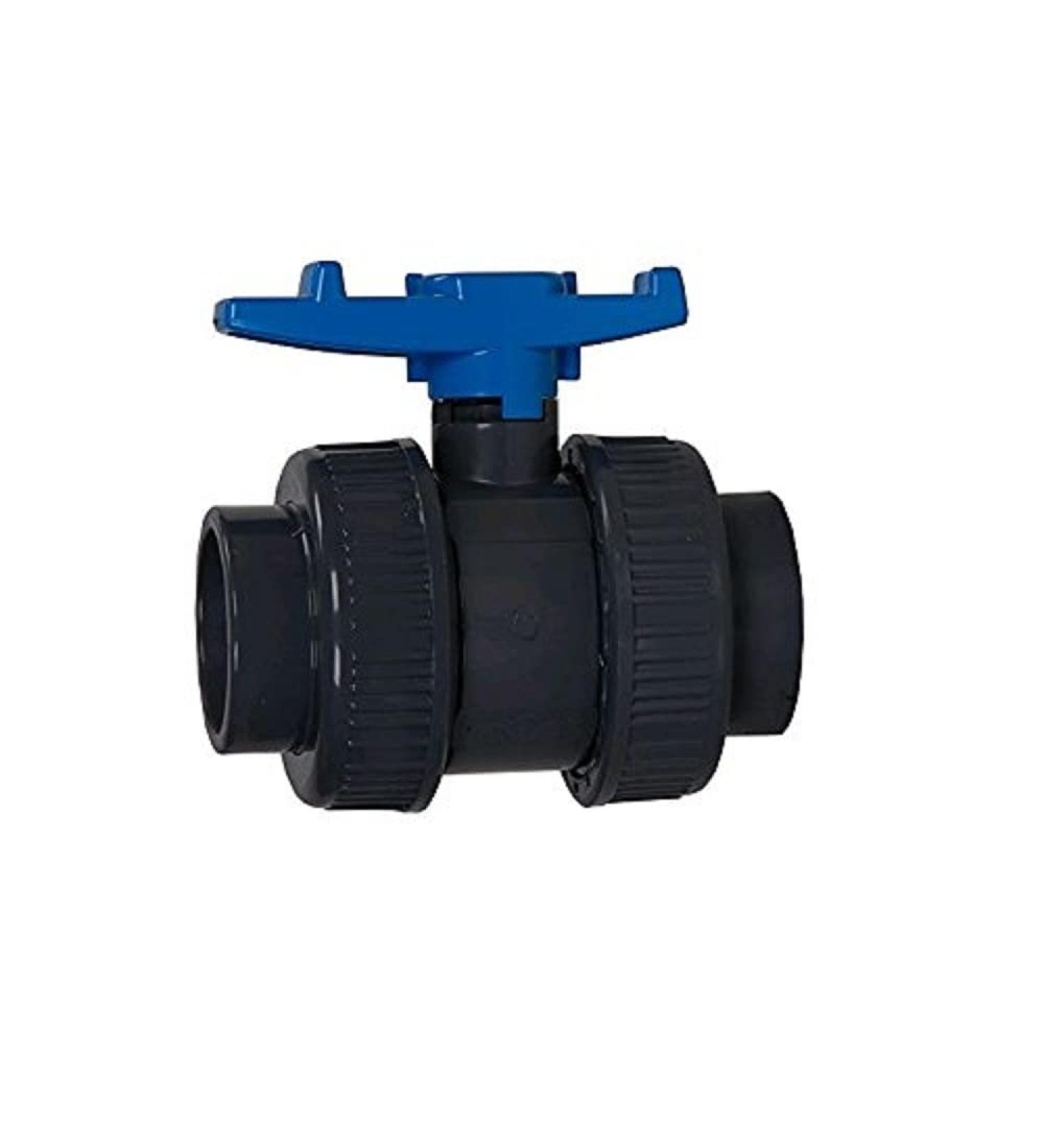 Aquaforte PVC ball valve with union on both sides "Econo-Line" adhesive connection for 63 mm (outer diameter) pipes