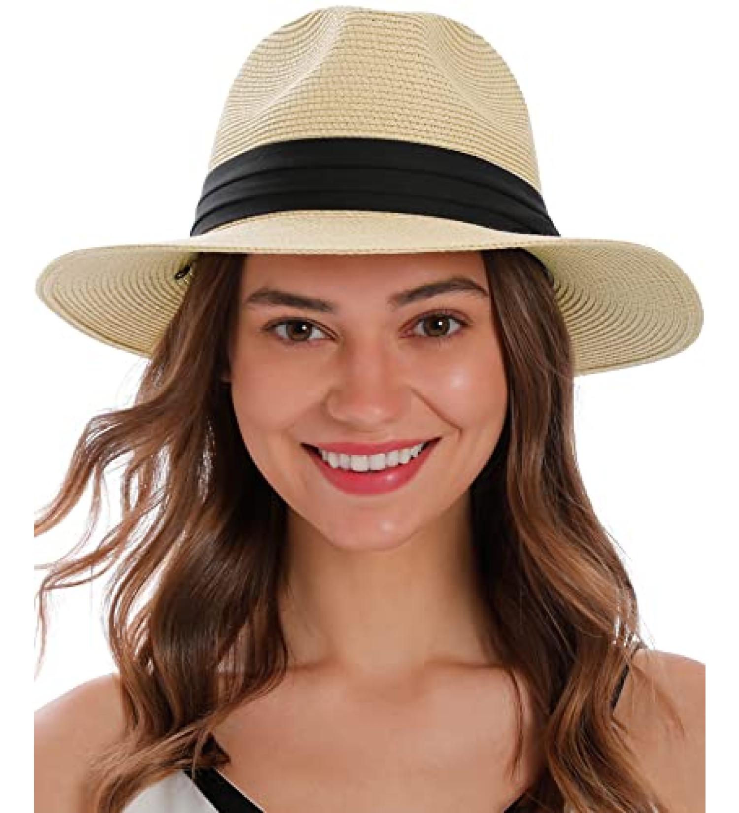 Simplicity Wide Brim Straw Panama Sun Hat - Beige | Men's Women's - Buy Online on GoSupps.com