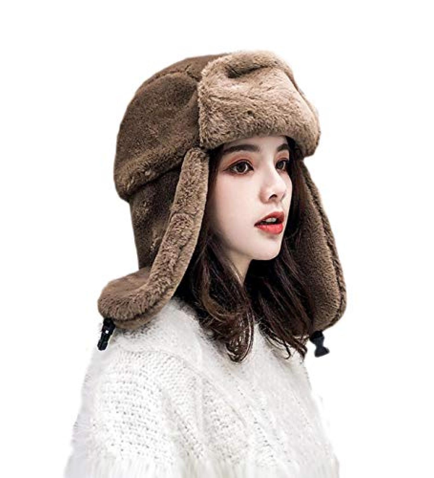 MioCloth Faux Fur Winter Earflap Hat | Russian Ushanka Cap with Fur Lining - Buy Online on GoSupps.com