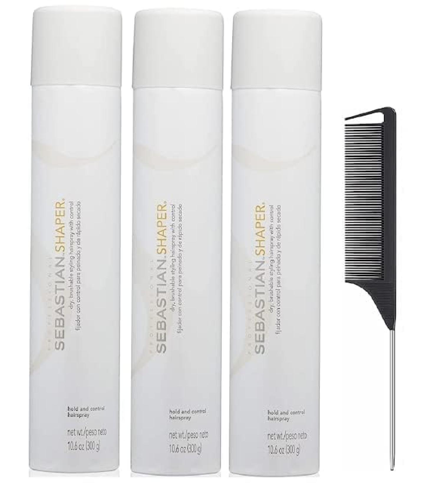 Shaper - Hold And Control Hairspray - 10.6 Ounce - Includes Steel Comb Black (3)