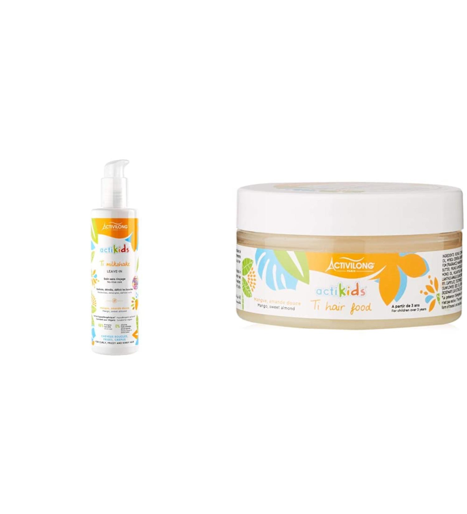 Activilong Actikids Ti Milkshake Leave In Cr me La Mangue/L'amande Douce 240 Ml & Actikids Ti Hair Food Soin Pour Cheveux La Mangue/L'amande Douce 100 Ml - Buy Online on GoSupps.com