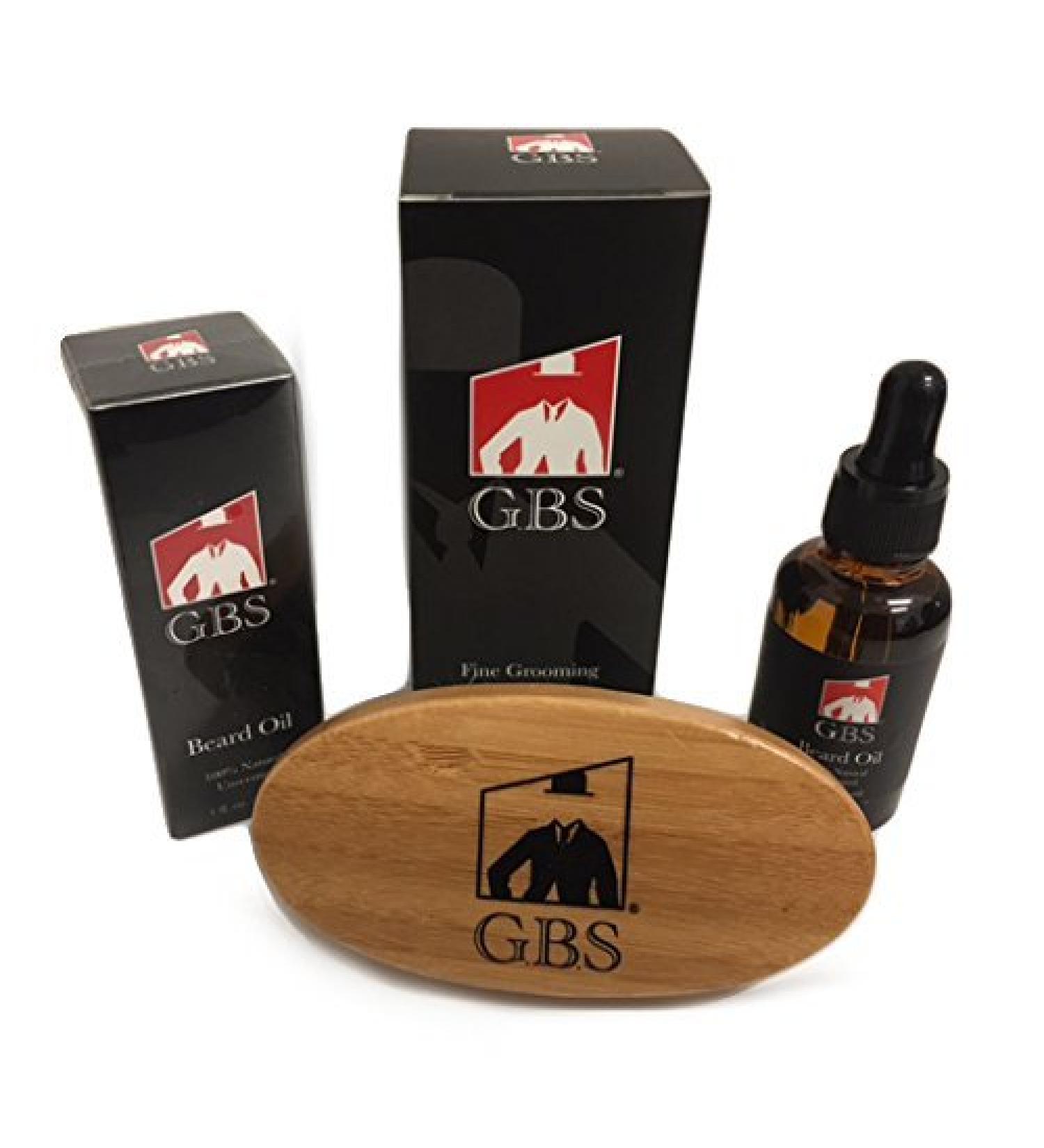 G.B.S Advance Conditioning Beard Kit Wooden Handle Boar Bristle Beard Brush and Unscented Conditioning Beard Oil