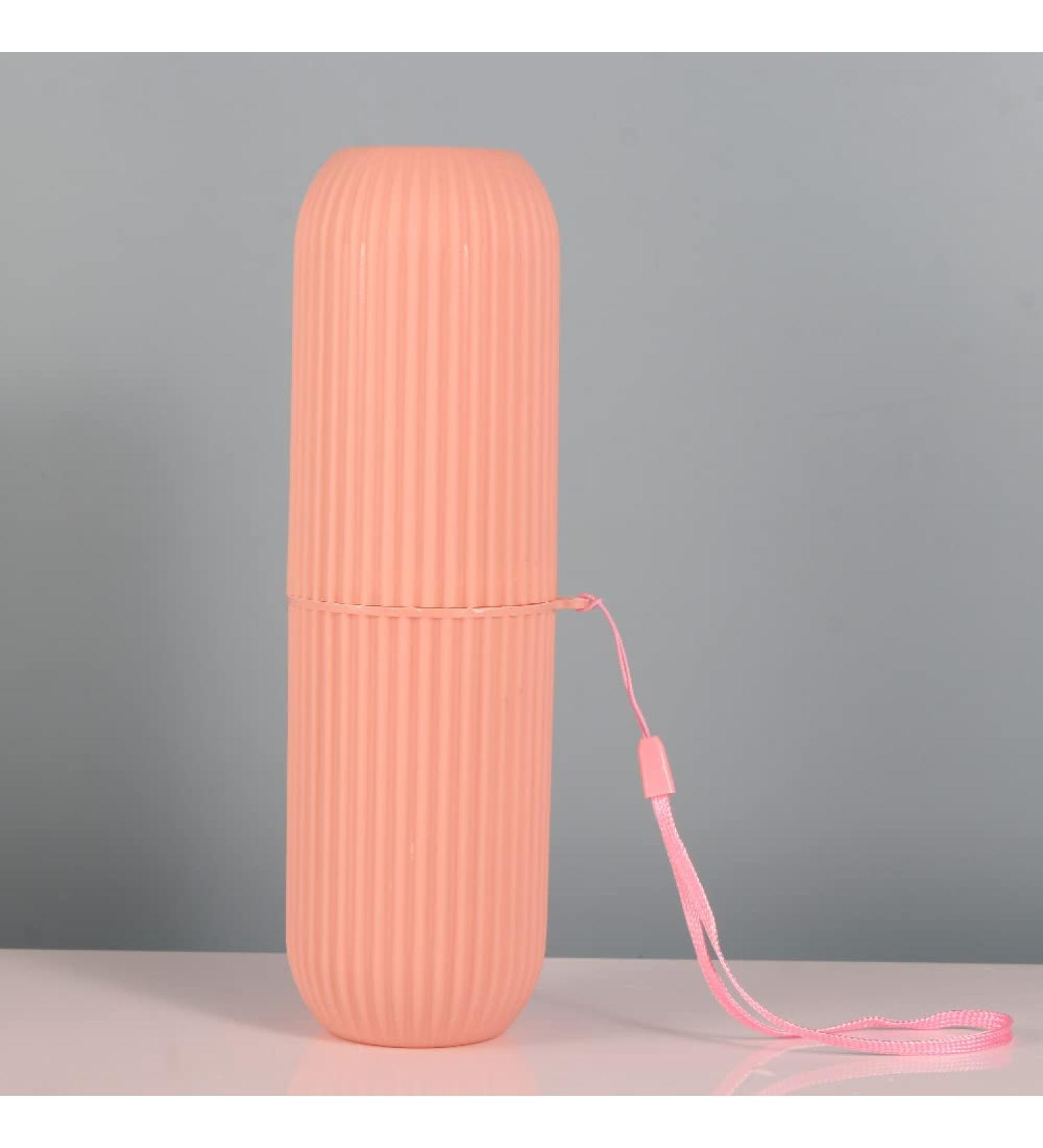 Portable Travel Toothbrush Holder Case | Multifunction Toothbrush Cup for Camping Business Trips & School - Pink - Buy Online on GoSupps.com