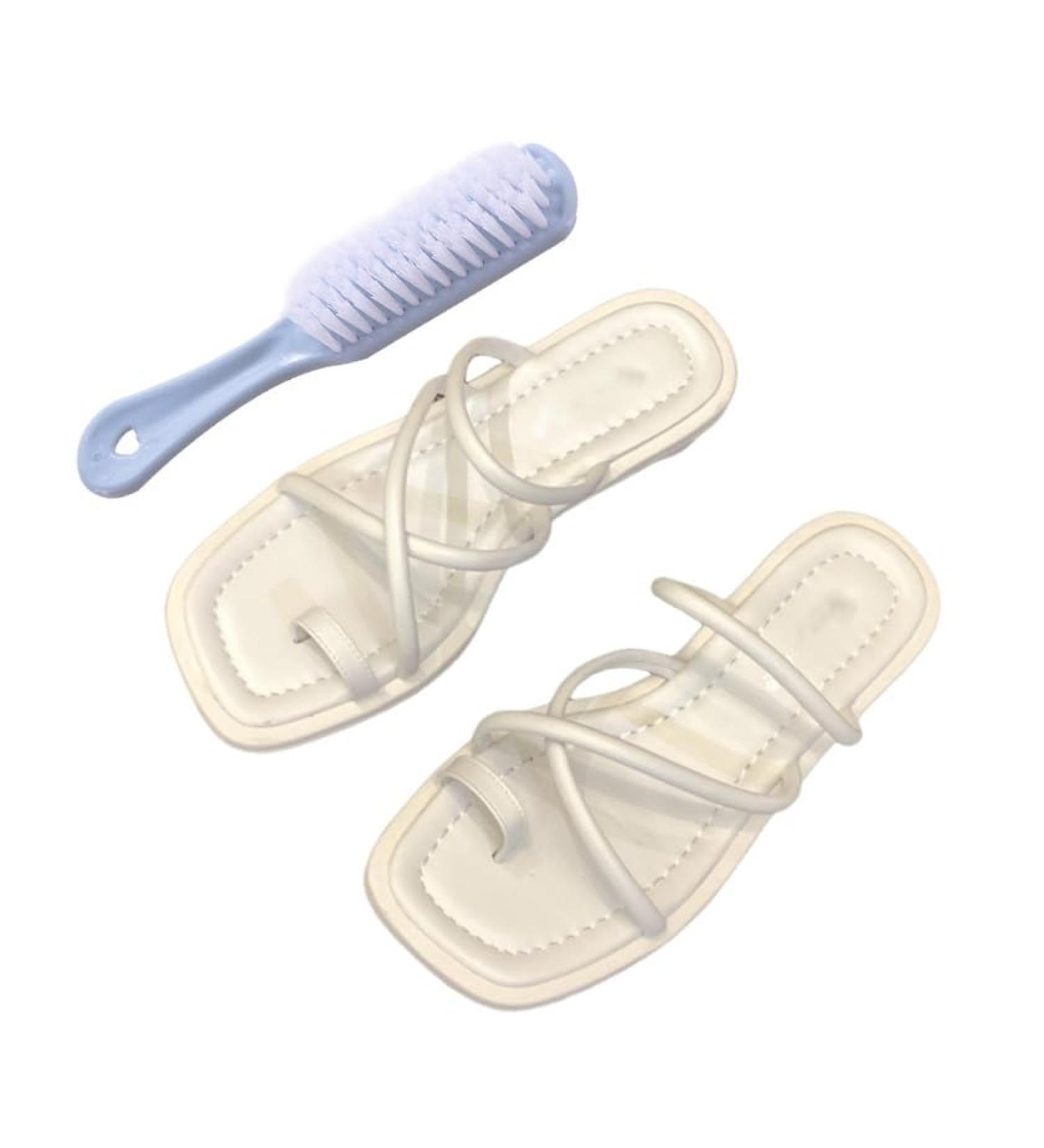 Comfortable Women's Orthopedic Sandals - Chunky Heel Cross Strap Open Toe Bunion Shoes for Big Toe Bone Correction & Arch Support - Travel & Beach Ready | 7 Off-White - Buy Online on GoSupps.com