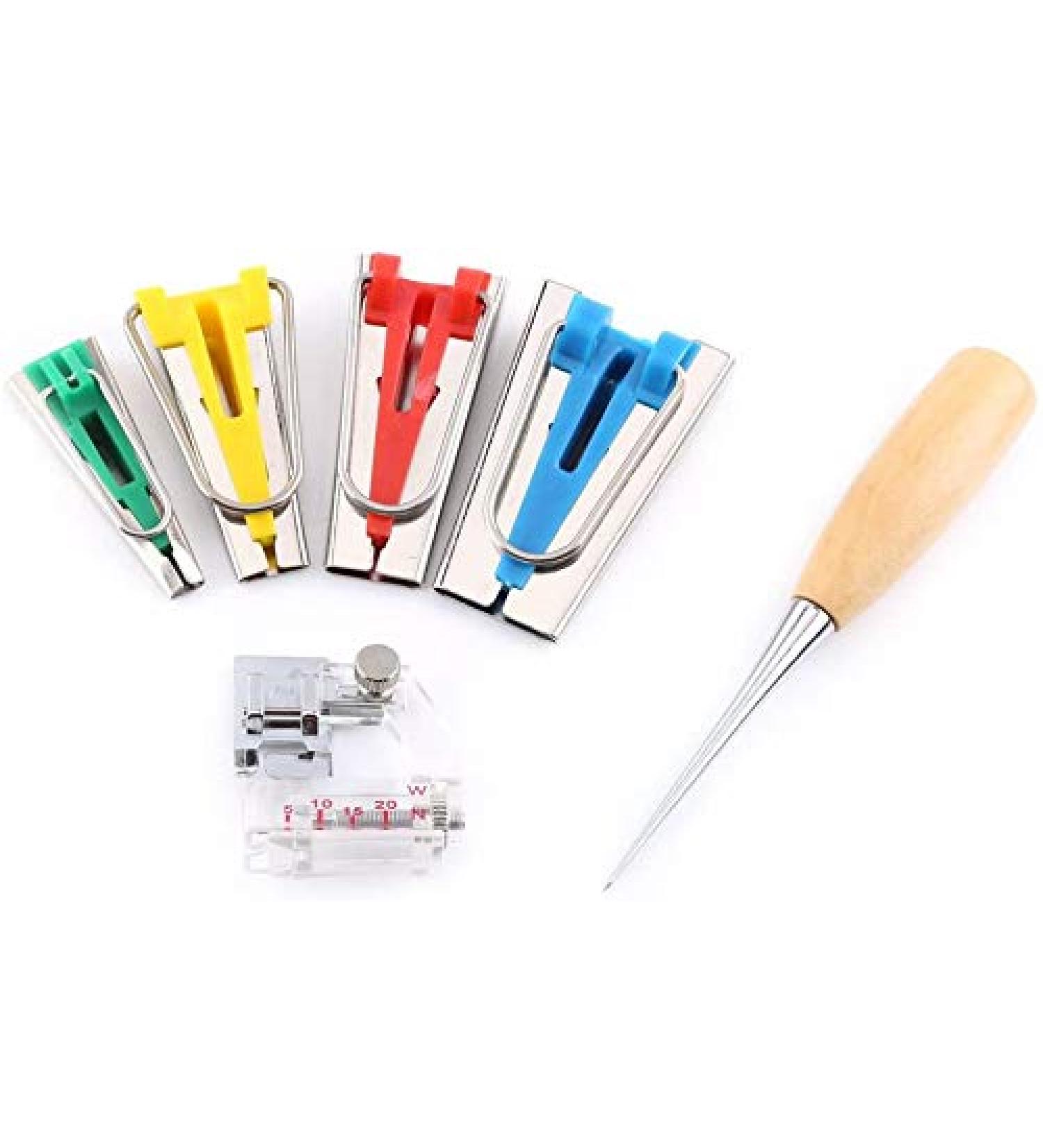 Yosoo Fabric Bias Tape Maker Awl Kit Set - Sewing Quilting Binding Tool Guide Strip - 6/12/18/25mm - 6pcs - Buy Online on GoSupps.com