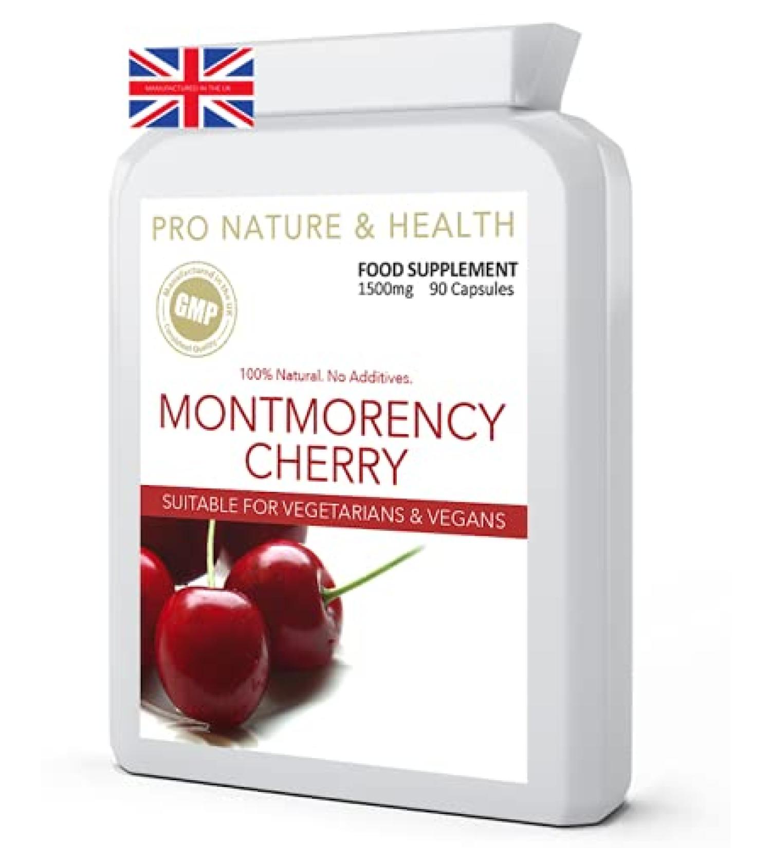 Montmorency Cherry Supplement 1500mg x 90 Capsules | 100% Natural High Strength | UK GMP Certified - Buy Online on GoSupps.com
