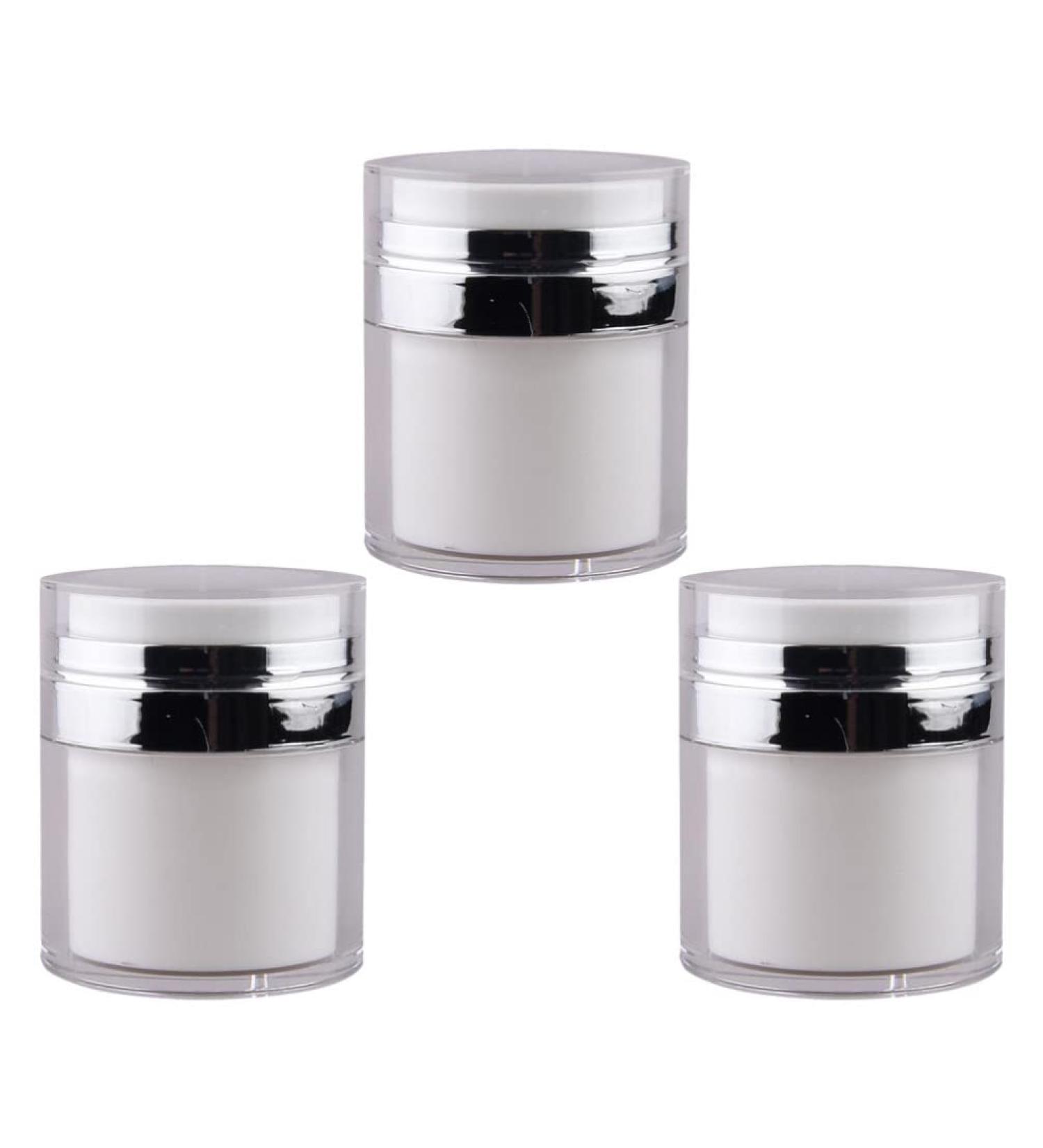 3PCs Airless Cosmetic Pump Jar Container - 30g Refillable Glass Vial for Lotions Creams & Liquid Foundation - Ideal for Travel & Retention - Buy Online on GoSupps.com