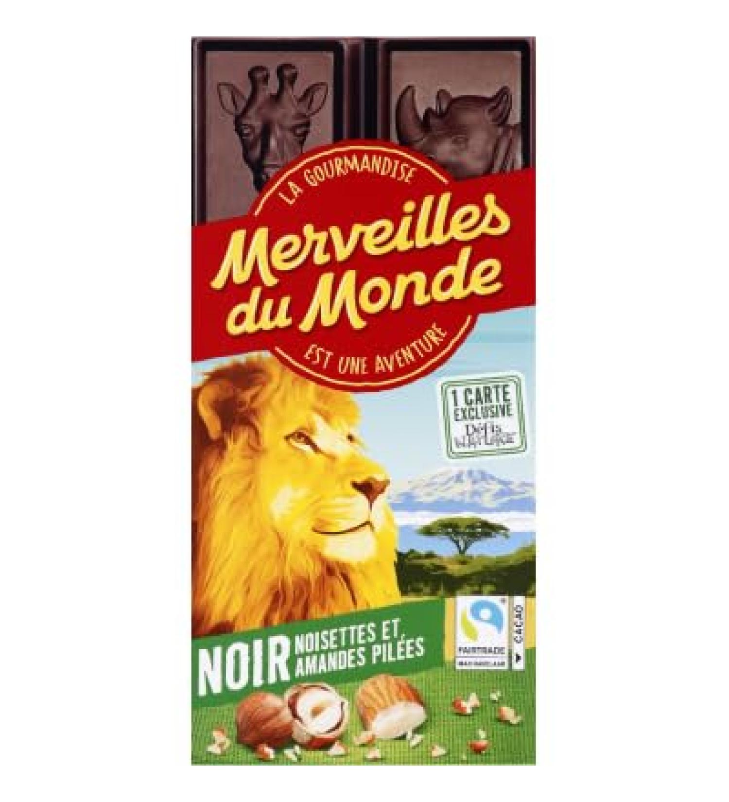 Meirveilles du Monde Dark bar, hazelnuts and crushed almonds 100g - 100g bag