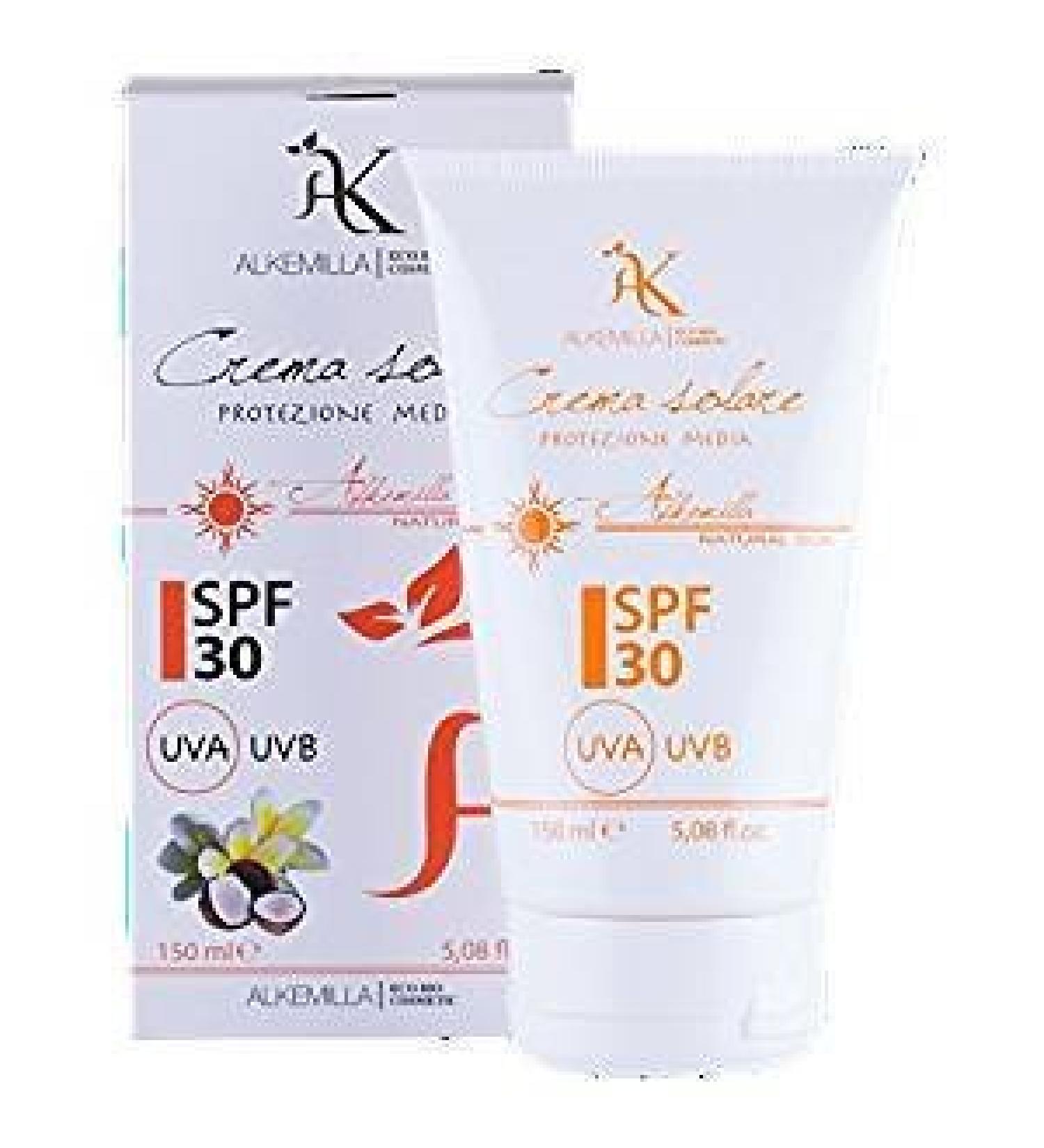 ALKEMILLA - Cr me Solaire SPF 30 Protection Moyenne - Prot ge la Peau Contre les Rayons UVA et UVB - Nourrissante et Apaisante - 150 ml
