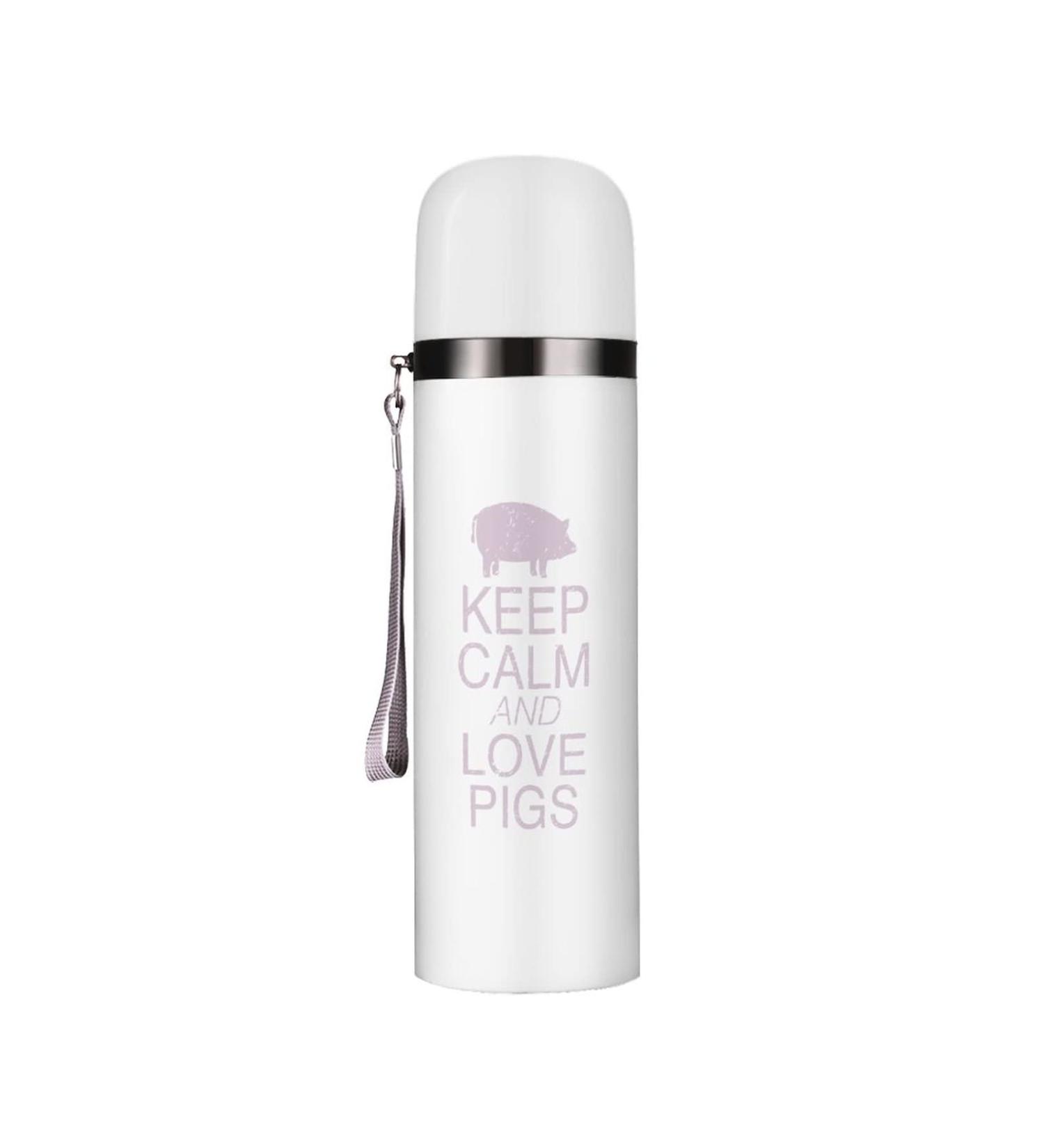 Keep Calm And Love Pigs Insulated Water Bottle 19 OZ Stainless Steel Travel Mug For Drink Sports Camping Hiking Outdoors - Buy Online on GoSupps.com