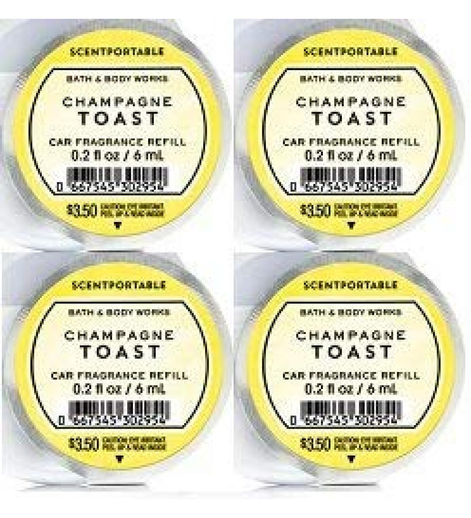 Bath and Body Works 4 Pack Champagne Toast Scentportable Fragrance Refill. 0.2 Oz