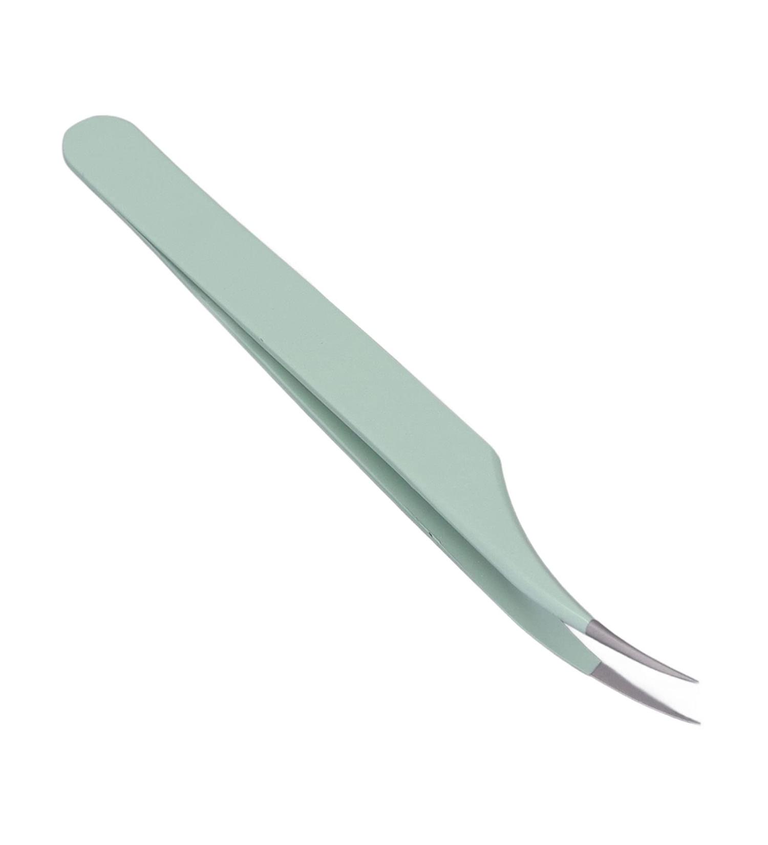 Curved Eyelash Tweezers - Ergonomic Stainless Steel Bright Color | Safe & Essential for Beauticians & Beauty Salons - International Shipping Available - Buy Online on GoSupps.com