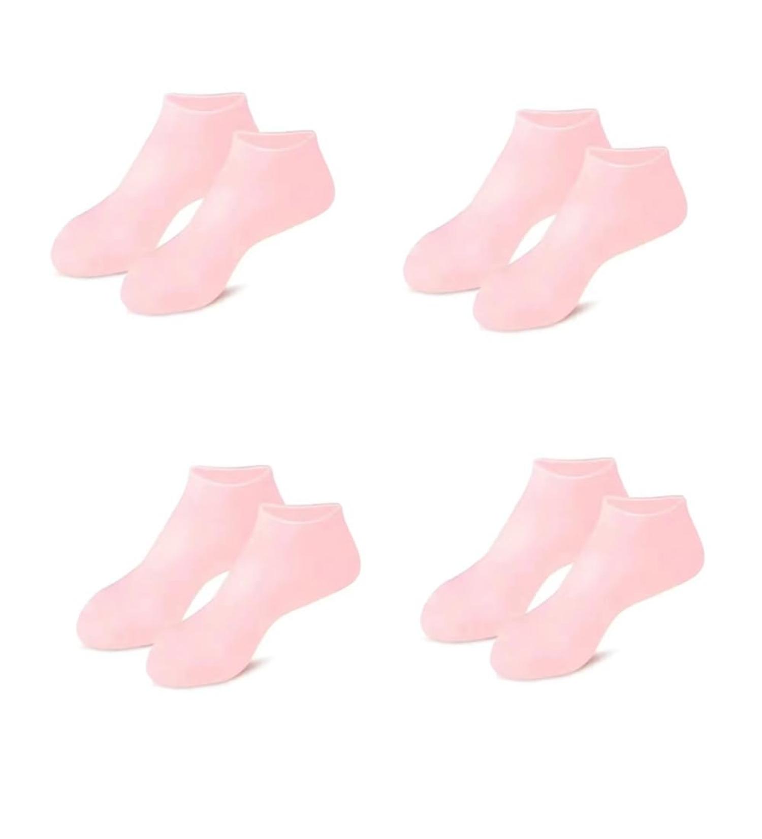 PRIZOM 4 Pairs Full Foot Moisturizing Anti-Cracking Silicone Socks Foot Protectors to Prevent Heel Dryness Beach Socks Pink About 21cm - Buy Online on GoSupps.com