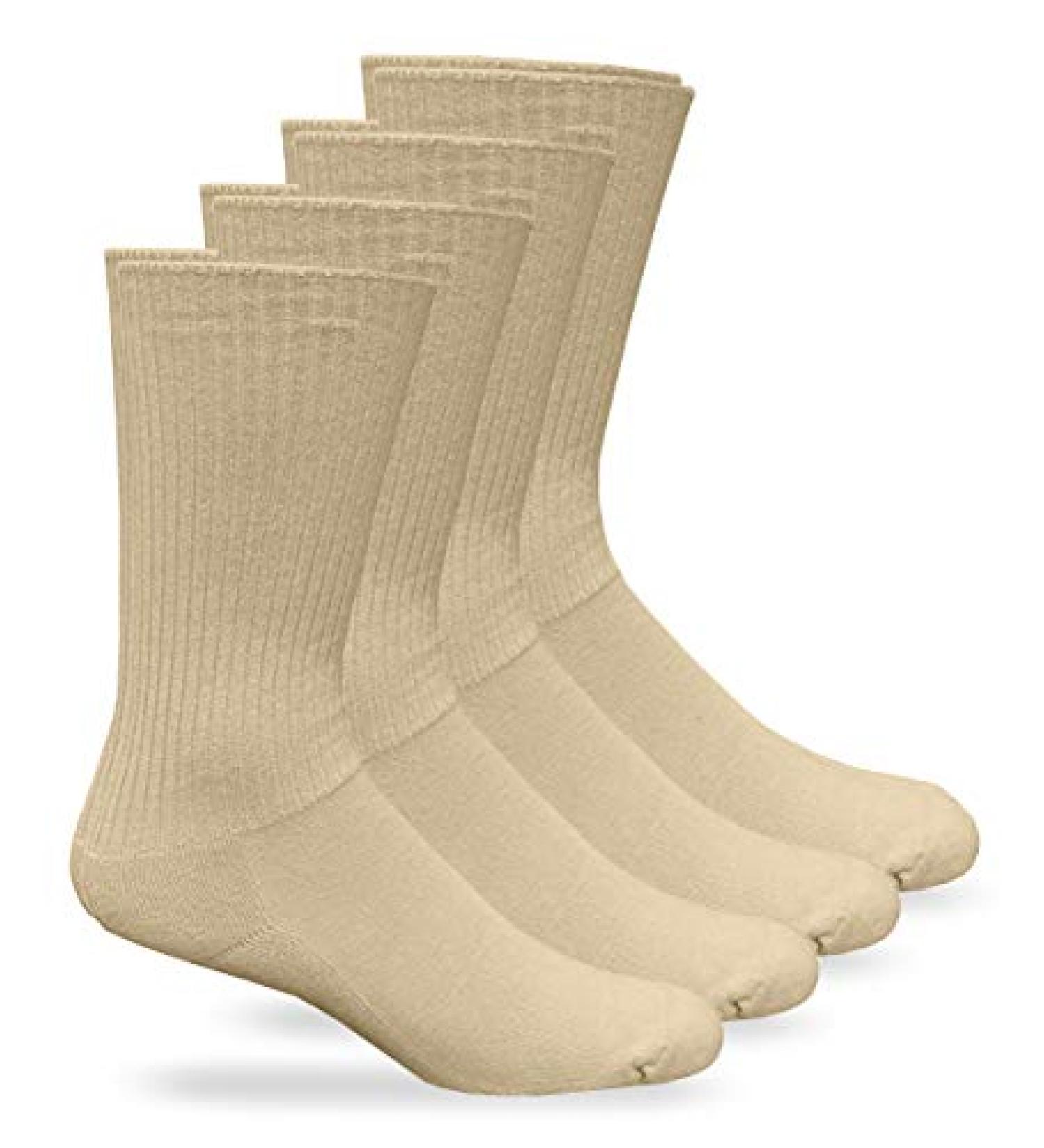 Carolina Ultimate Non-Binding Diabetic Seamless Rib Crew Dress Socks 4 Pair Pack - Khaki, Size 9-13 - Buy Online on GoSupps.com
