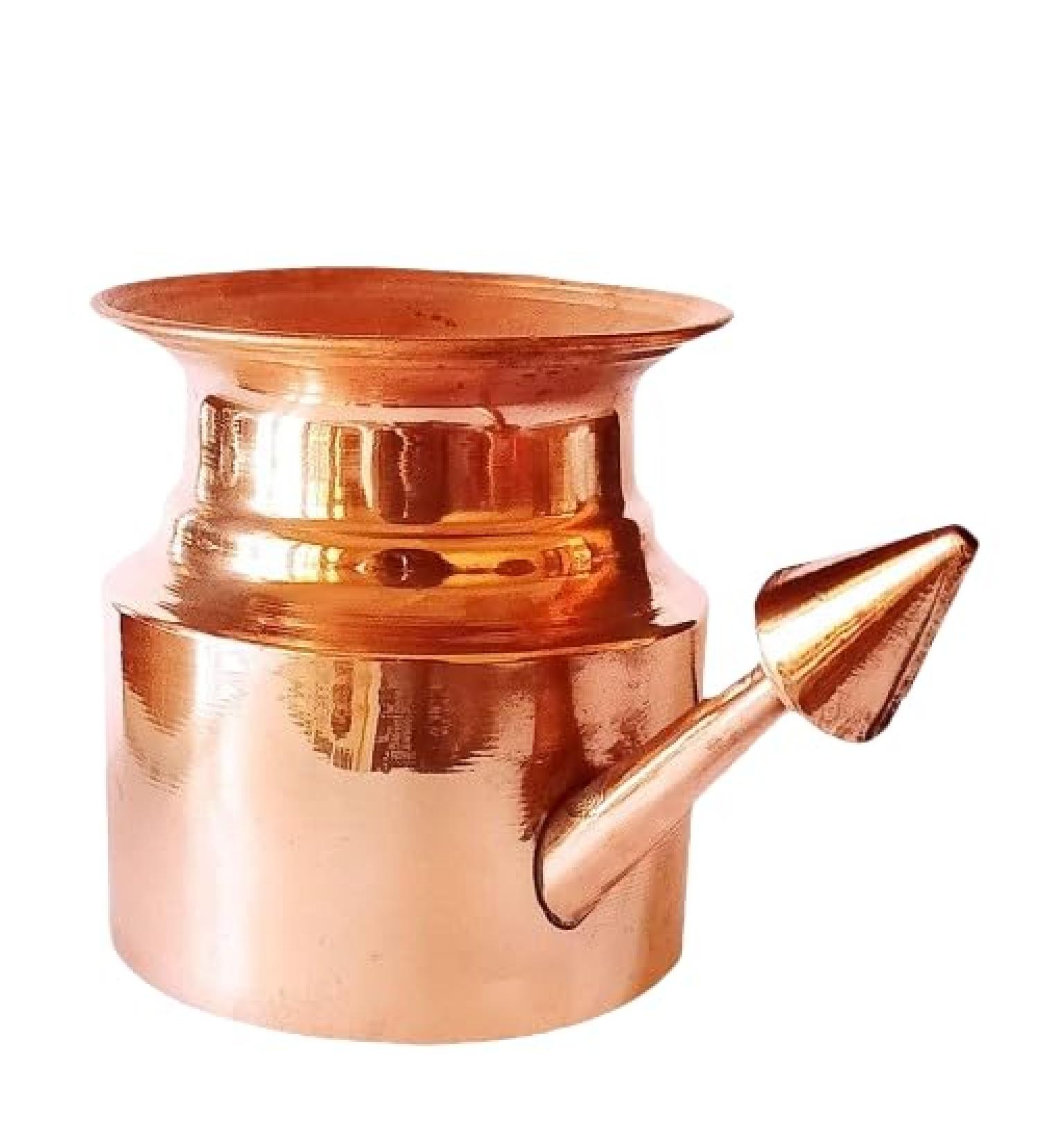 INDIAN MODERN ART Pure Copper Plain Neti Pot (300ml) for Storing & Serving Water Ayurvedic Solution - Buy Online on GoSupps.com