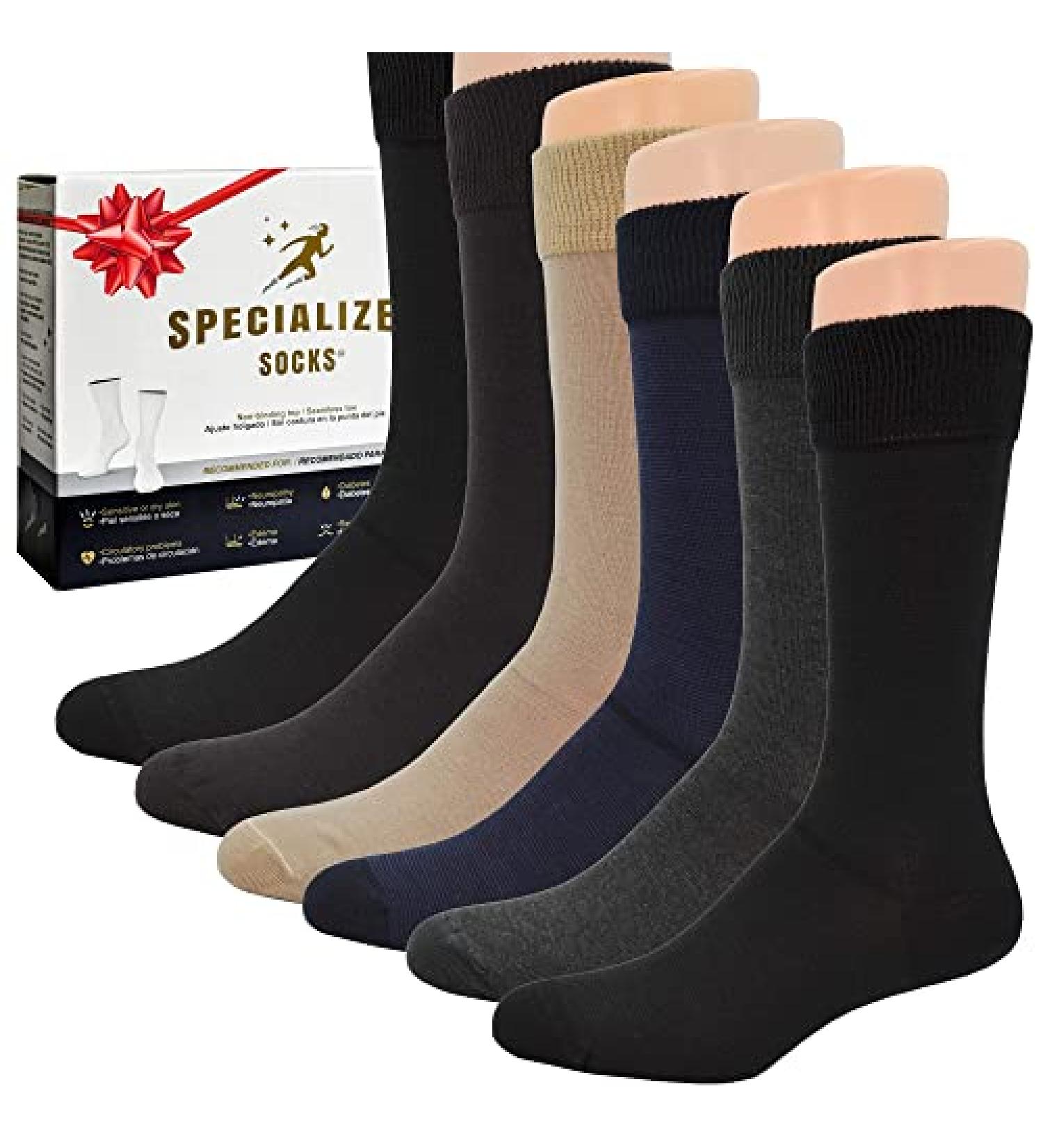 Premium Cotton Diabetic Dress Socks for Men - Super Soft & Extra Comfortable Dark Colors - Over the Calf 10-13 - Buy Online on GoSupps.com