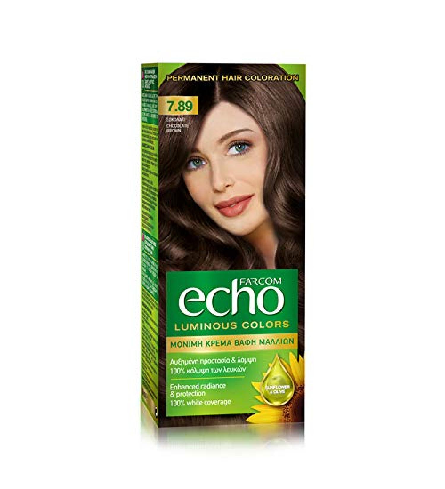 FARCOM Echo hair color with natural olive extract and vitamin C 60ml (7.89 chocolate) - Buy Online on GoSupps.com