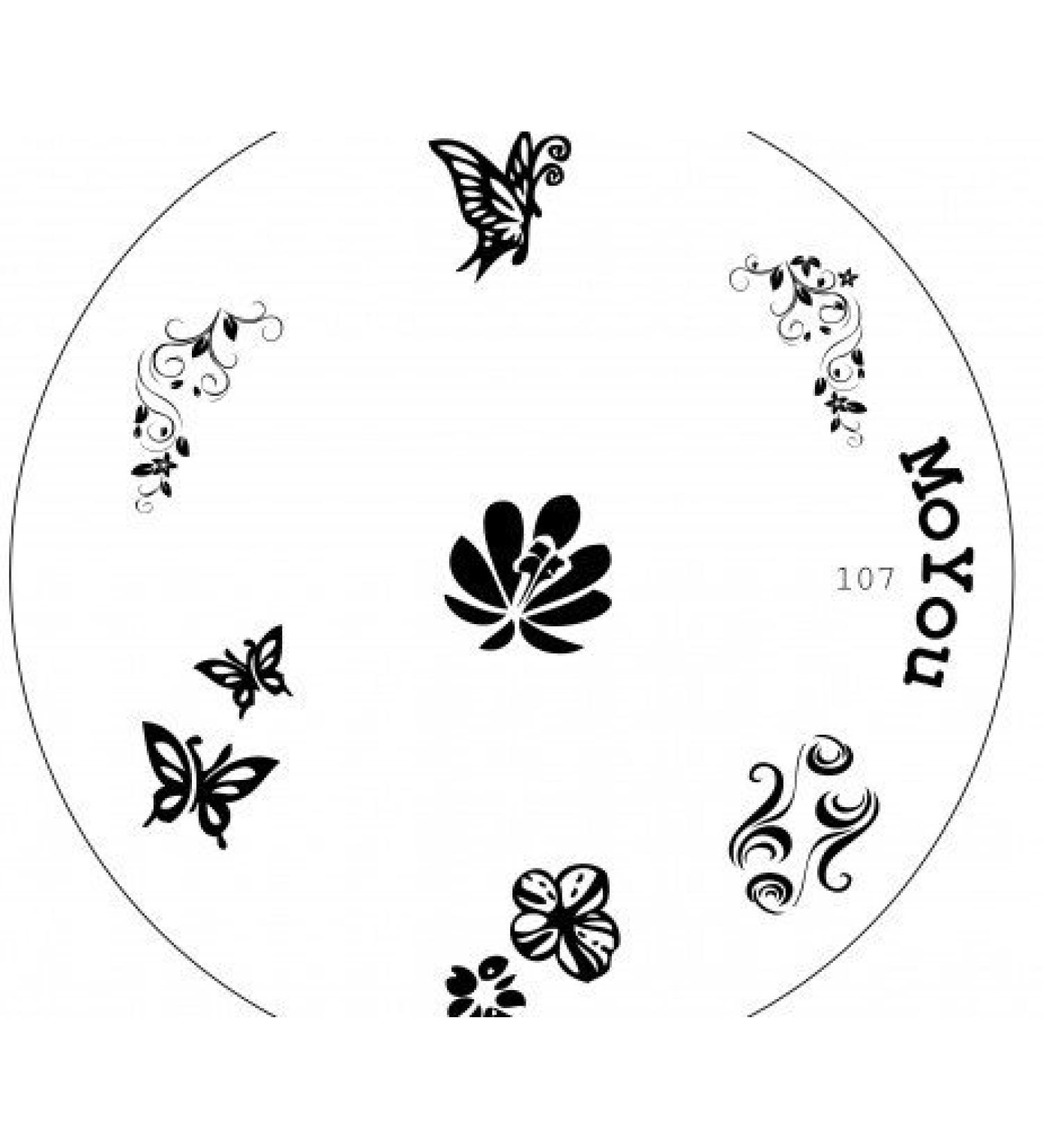 Original MoYou Nail Art Image Stamp Plate Number 107 Manicure Design silber