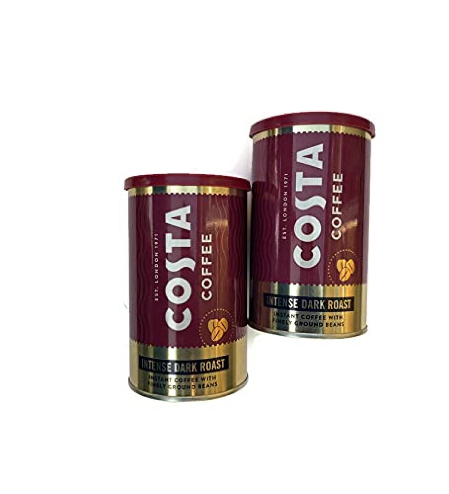 Costa Coffee Intense Dark Roast Instant Coffee with Finely Ground Beans 2 Tin Bundle - Buy Online on GoSupps.com