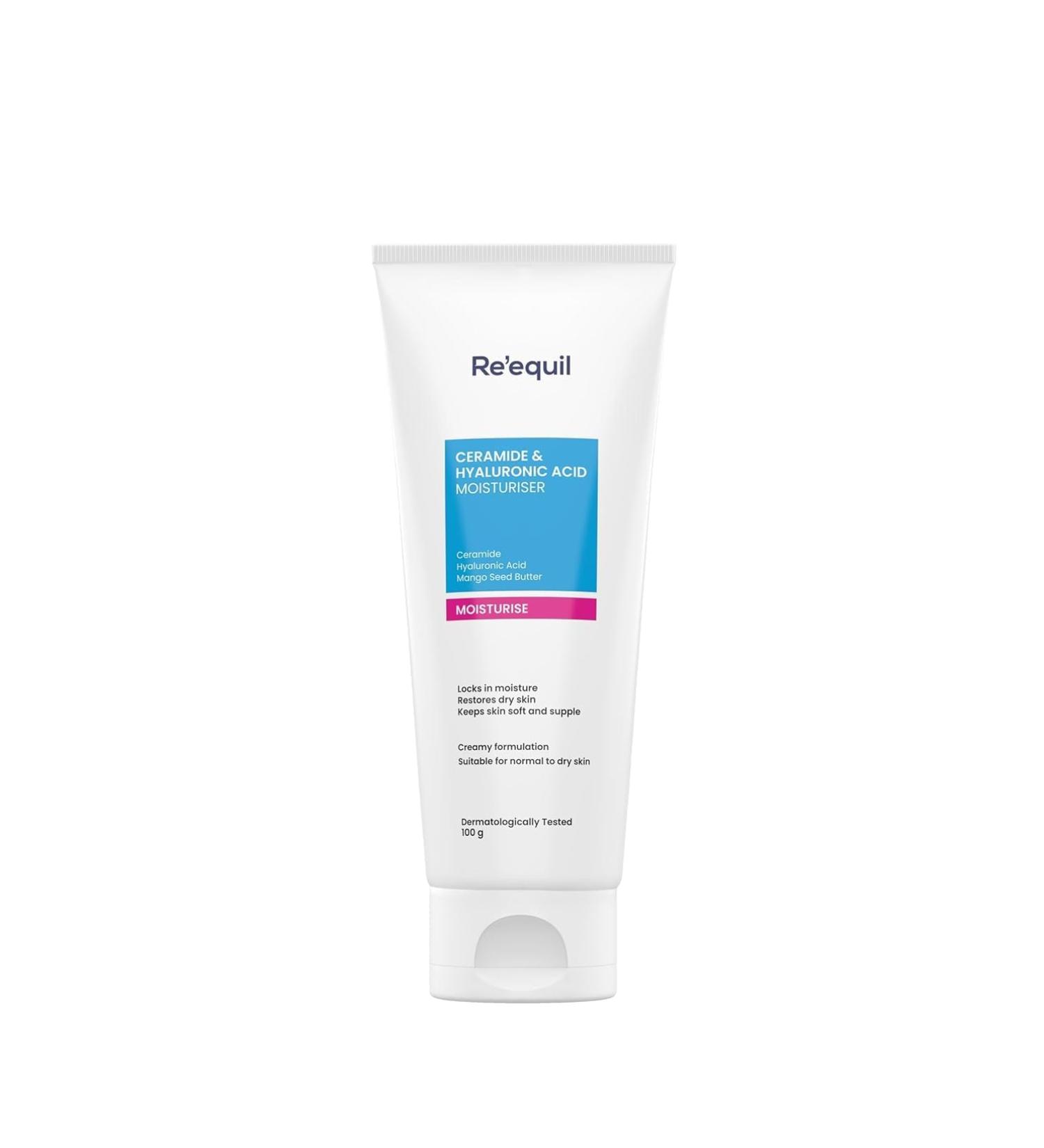 RE _EQUIL Ceramide & Hyaluronic Acid Moisturiser | Hydrating Barrier Repair Cream for Normal to Dry Skin | 100G | International Shipping Available - Buy Online on GoSupps.com