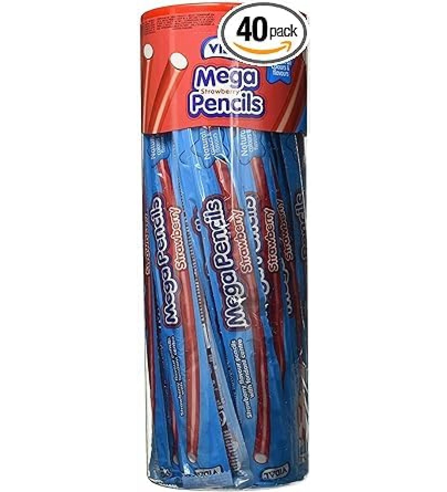Vidal's Strawberry Mega Pencil 40 x 23g Sweets Gummy Natural Colours - Buy Online on GoSupps.com