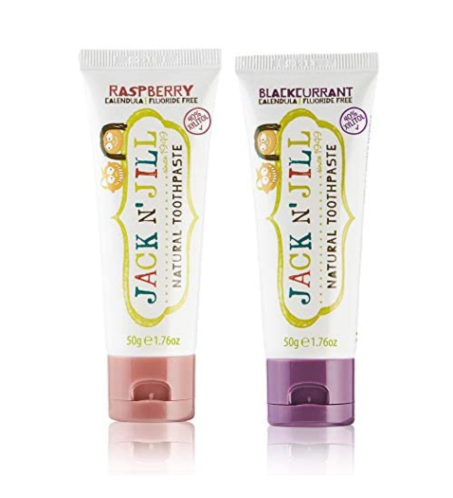 Jack N' Jill Kids Natural Toothpaste - Fluoride-Free & Organic BPA/SLS Free Kids Toothpaste - Blackcurrant & Raspberry Flavor 1.76 oz (Pack of 2) - Buy Online on GoSupps.com