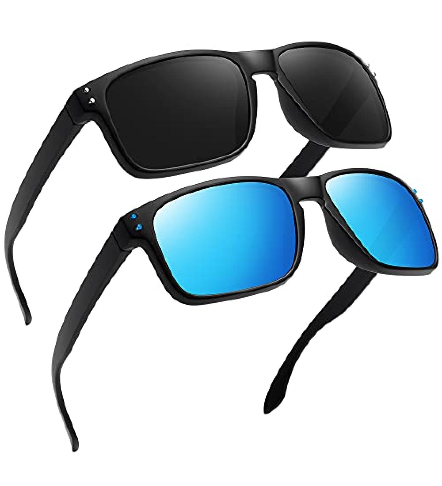 MEETSUN Polarized Sunglasses 2 Pack - Black + Blue Mirror Lens | UV400 Protection for Men and Women - Buy Online on GoSupps.com
