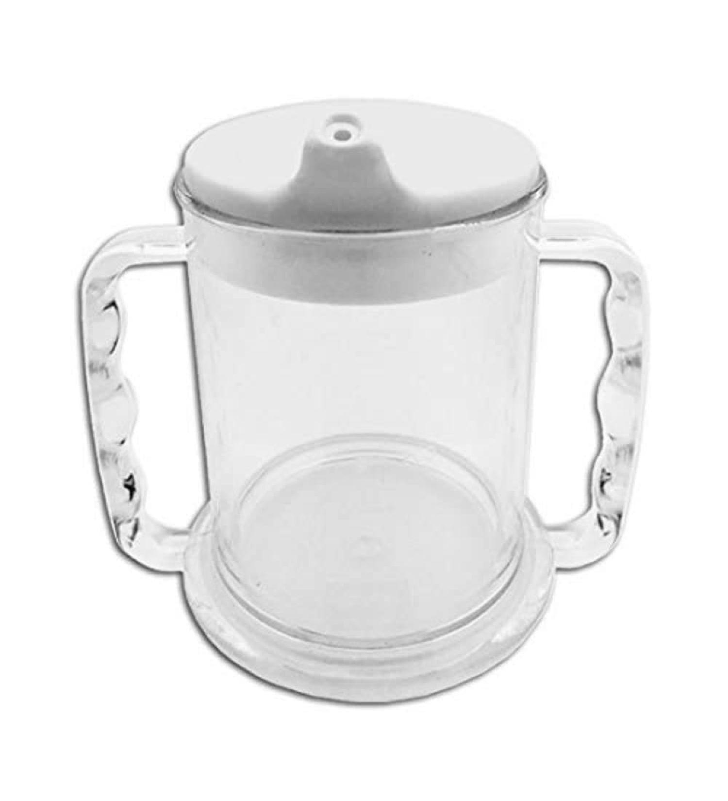 Homecraft Wide Base Mug with Transparent Lid Two Handled Mug Prevents Tipping Secure Grip for Limited Hand Function and Grasp Wide Base for Stability 285 ml (Eligible for VAT relief in the UK) 1 Count (Pack of 1) Mug - Transparent Lid 285ml Single