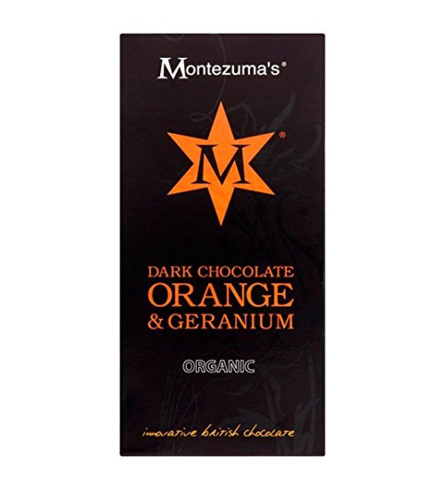 Montezuma Montezumas Organic Dark Chocolate with Geranium and Orange 100 g