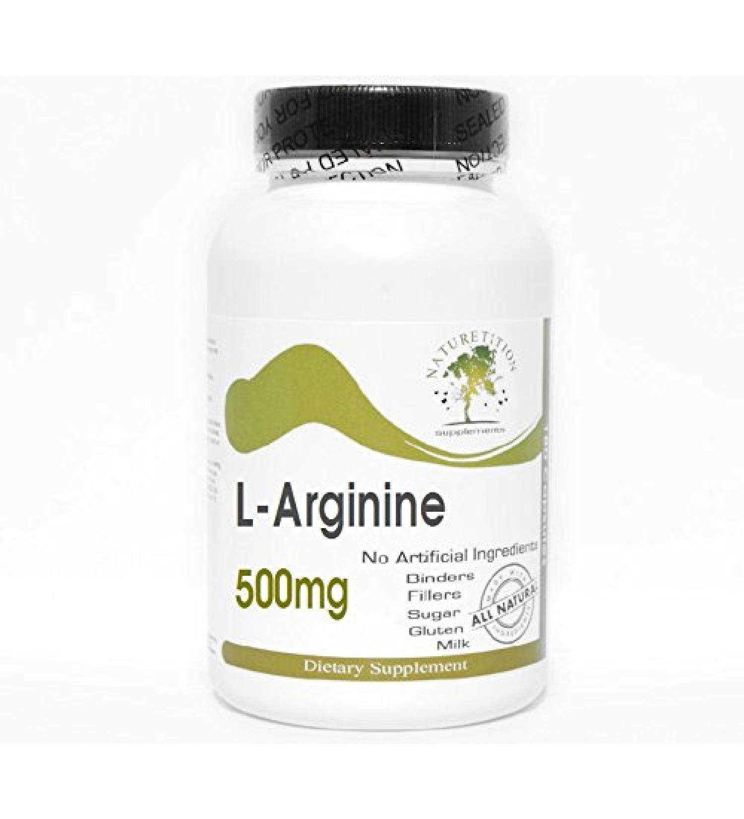 L-Arginine 500mg 100 Capsules - No Additives Naturetition Supplements
