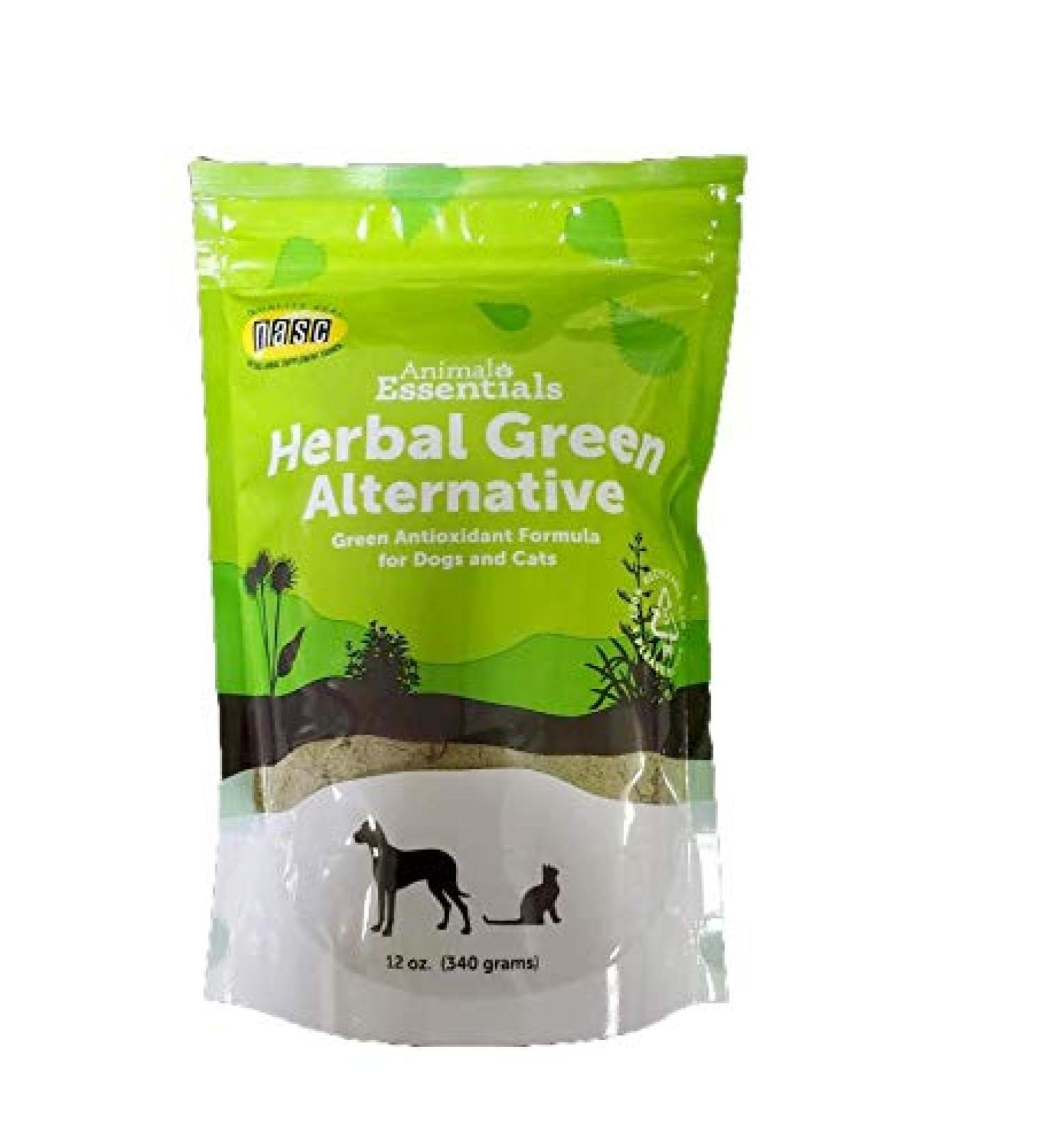 Animal Essentials Herbal Green Alternative Antioxidant for Dogs and Cats, 10.6 oz - Made in USA Certified Organic Herbs and Spirulina