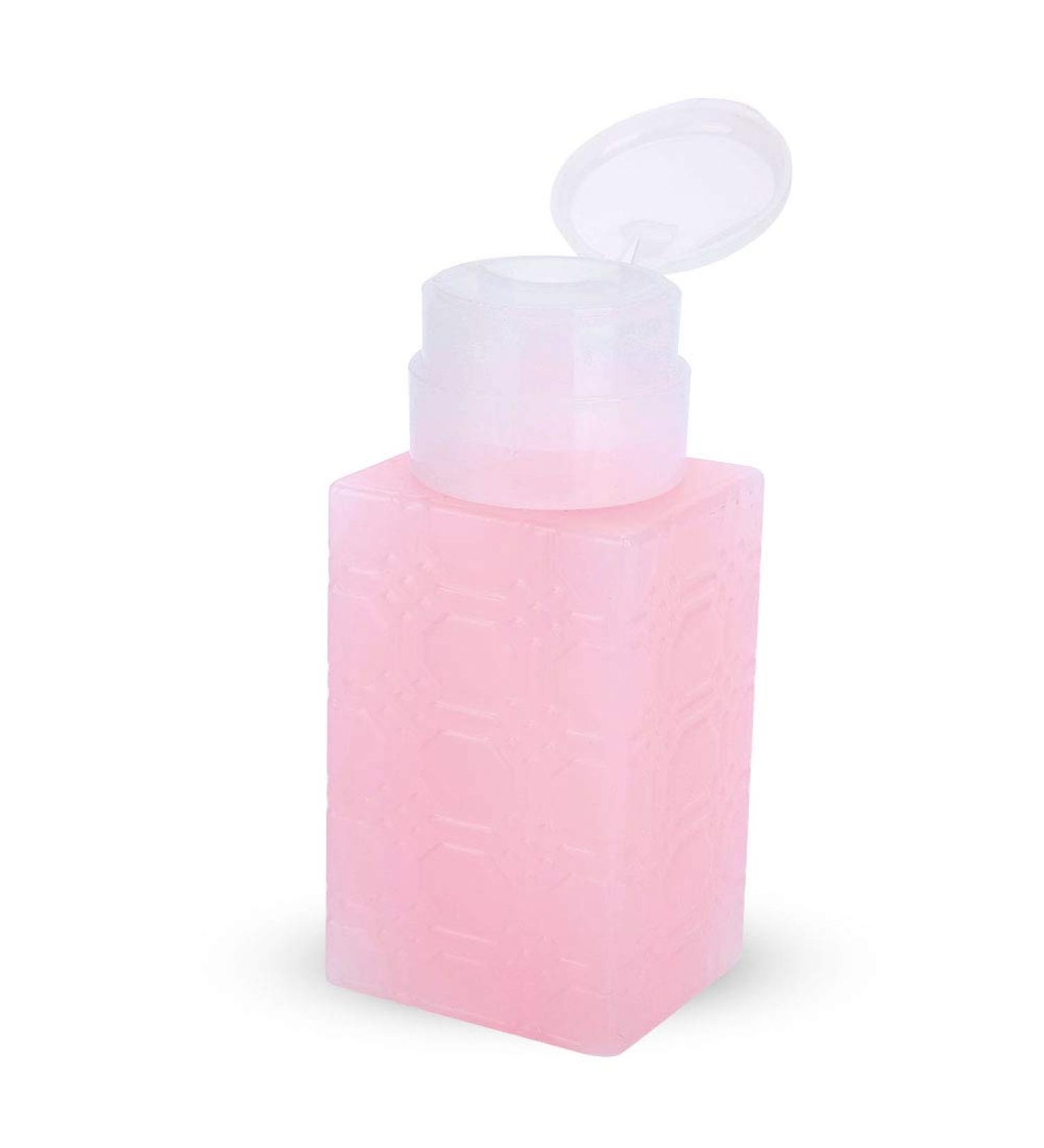 Empty Dispenser Pump Bottle Refillable Nail Art Polish Remover Press Bottle Lotion Makeup Removal Pump Press Bottle for Nail Salons Makeup Artists(Pink) - Buy Online on GoSupps.com