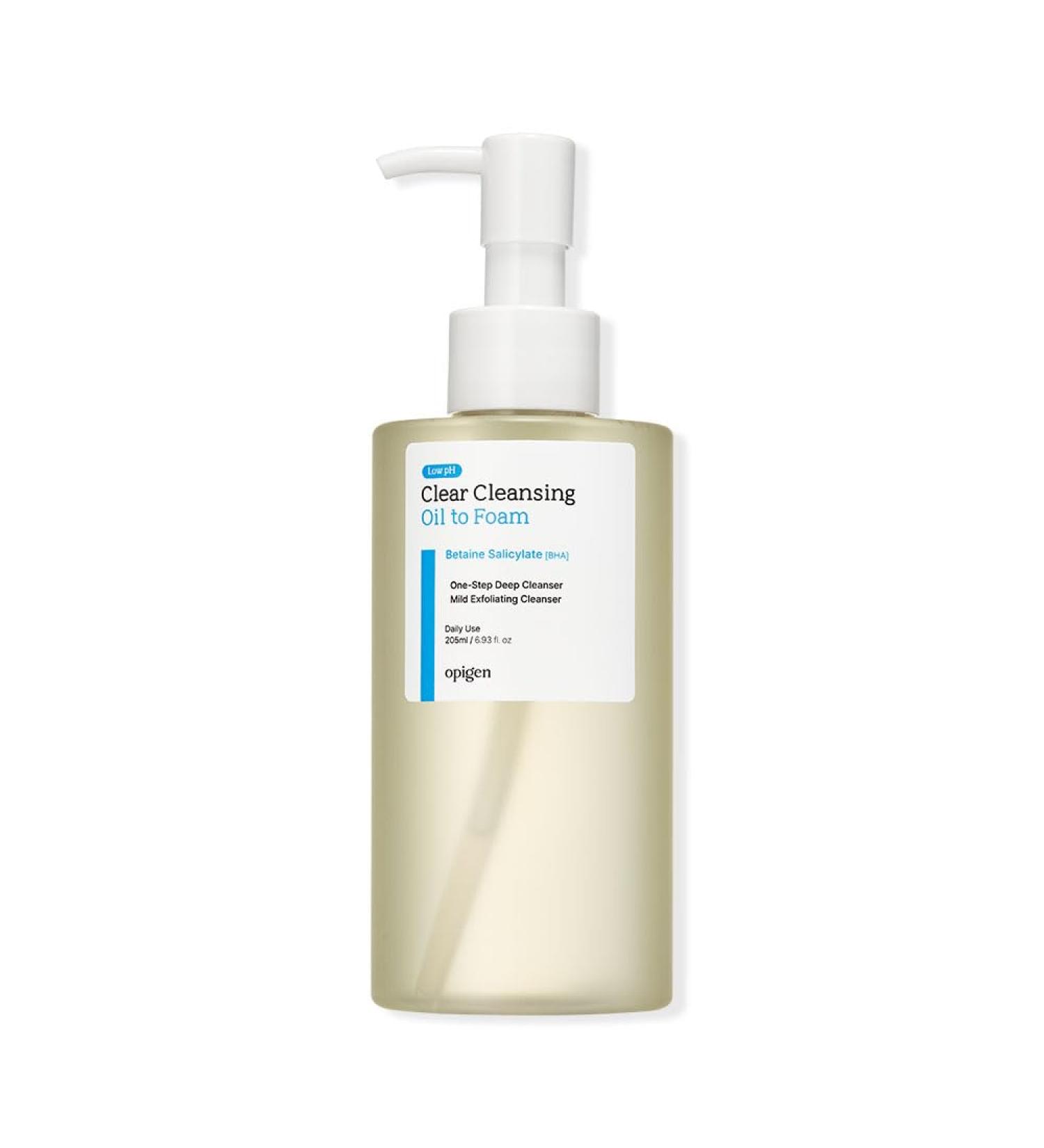 opigen Low pH Clear Oil to Foam Facial Cleanser for Clear Pores & Sensitive Skin - Korean Skincare (6.93 fl oz) - Buy Online on GoSupps.com