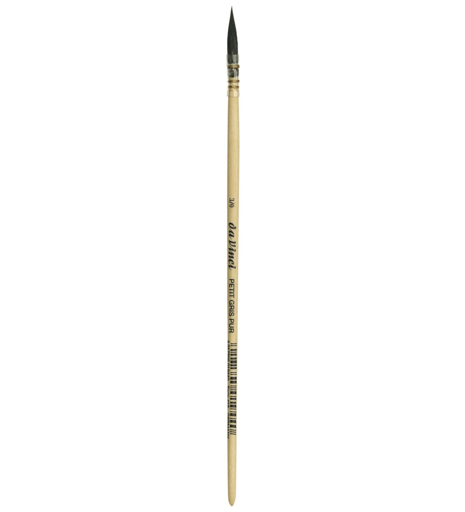 da Vinci Watercolor Series 418 Petit Gris Pur Paint Brush  Wash/Mop Pure Russian Blue Squirrel  Size 3/0 Petit Gris Pur French Quill Size 3/0