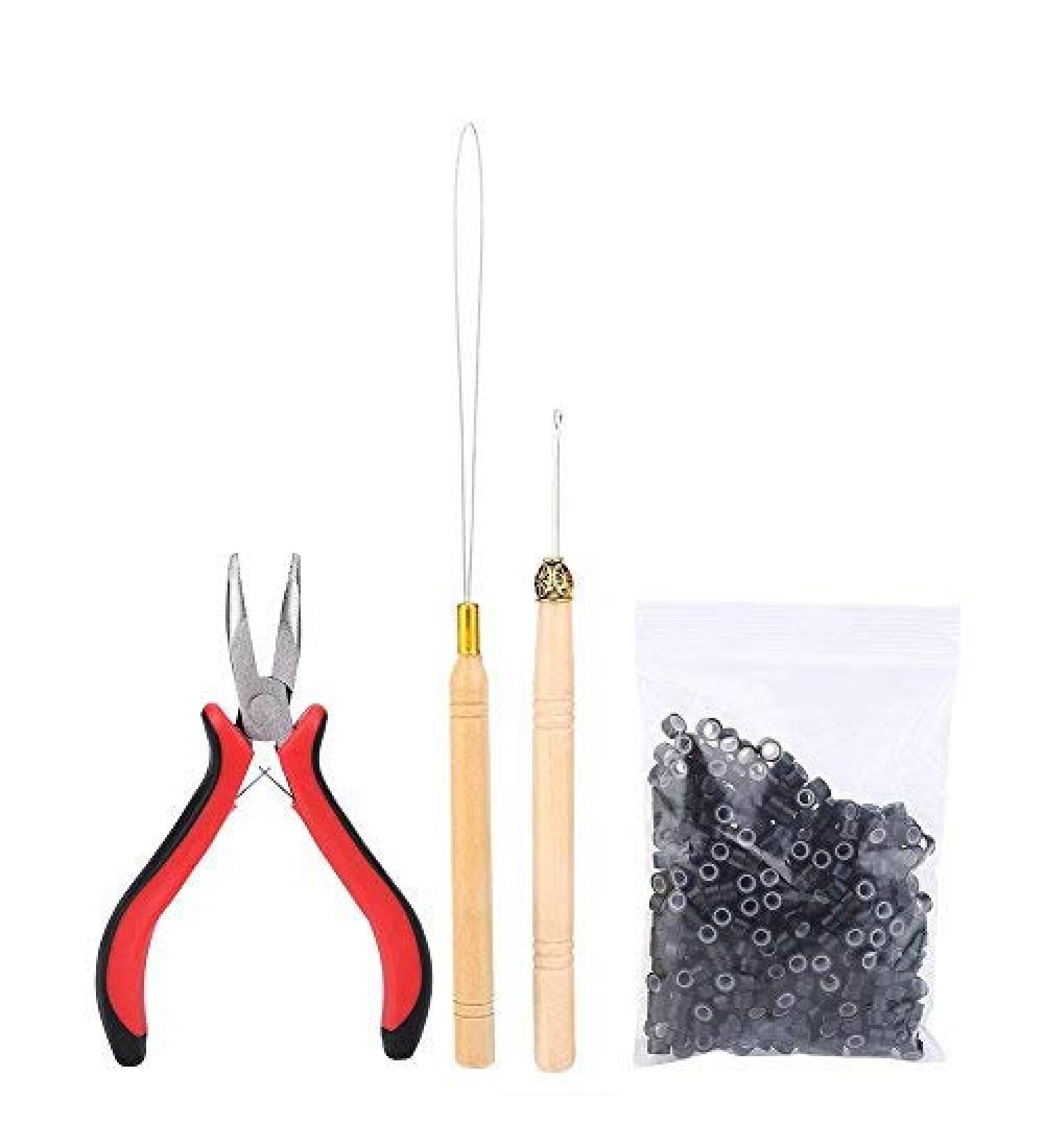 BestSwitch Hair Extension Kit - Plug Connector Tongs Hook Loop Tips & 500 Micro Rings - Premium Hair Extension Accessories (Black) - Buy Online on GoSupps.com