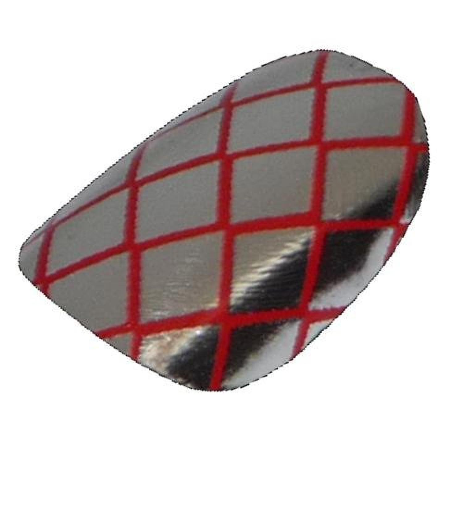 Chix Nails Nail Wraps Silver Chrome on Red Fishnet Fingers Toes Vinyl Foils