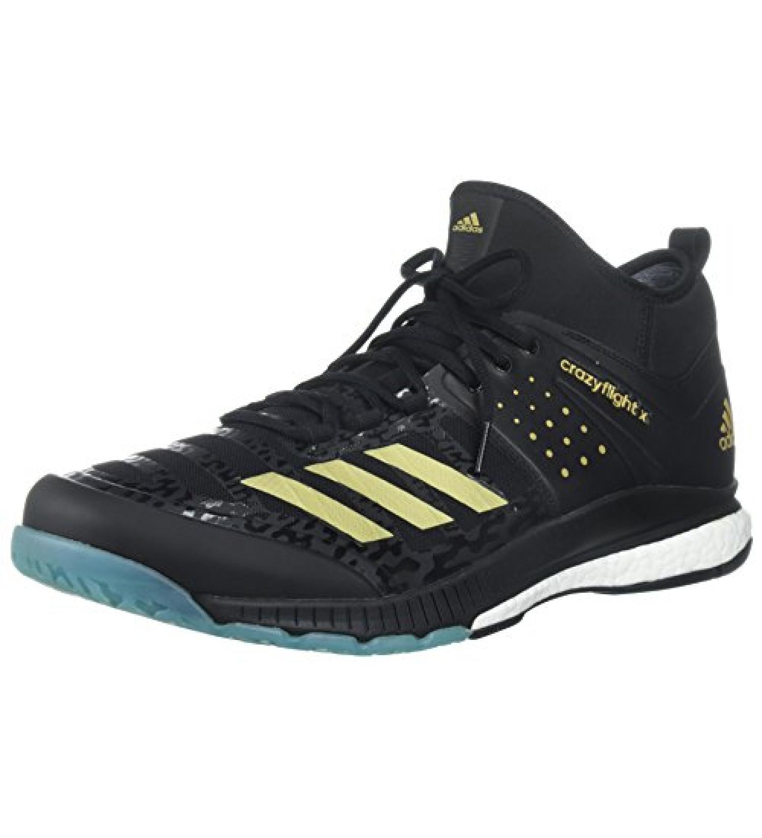 adidas Crazyflight X Mid Volleyball Shoe 8 - Unisex, Core Black/Gold Met/Icey Blue - Buy Online on GoSupps.com