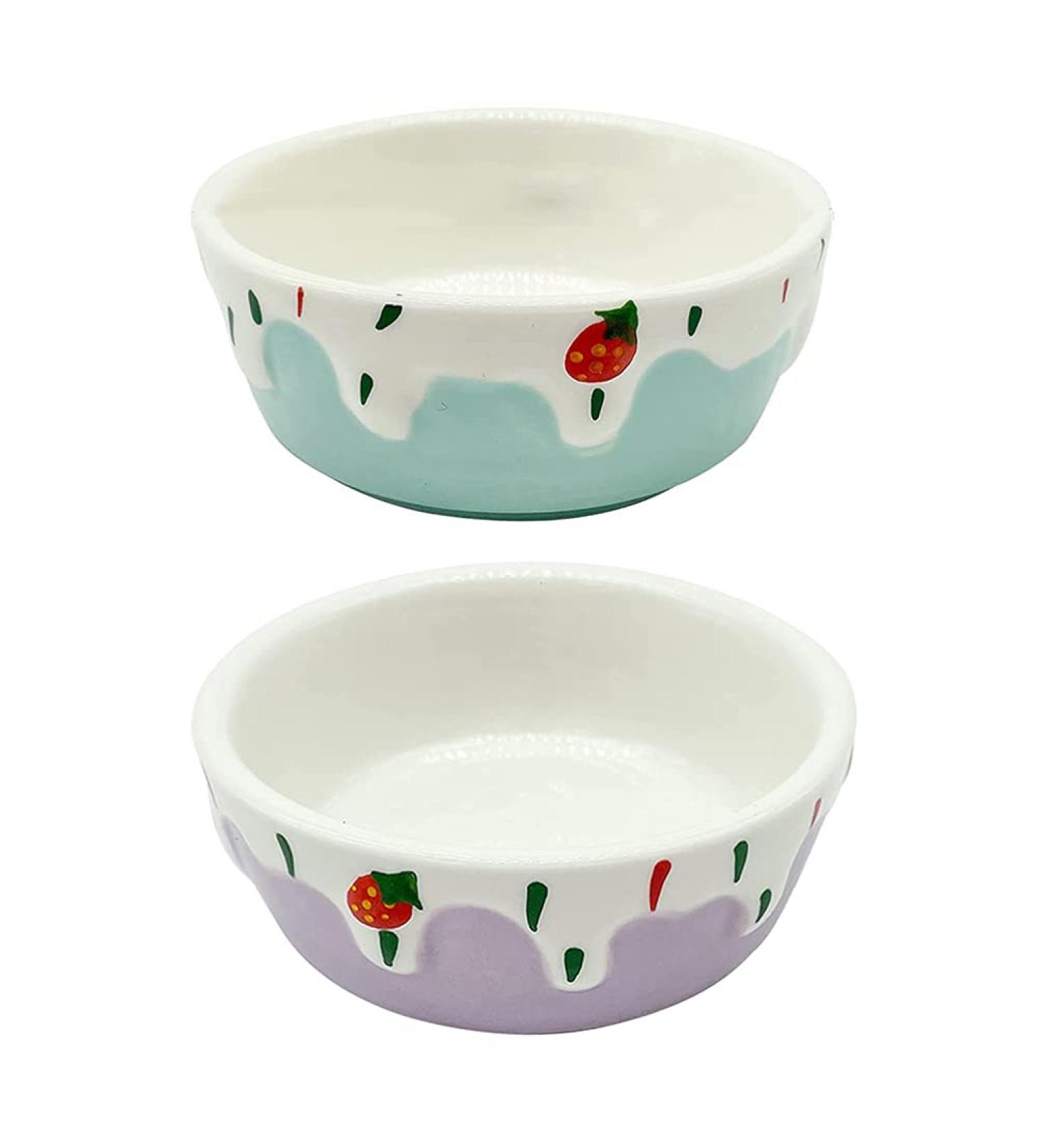 Balacoo 2pcs Pet Hamster Feeding Bowls Round Ceramic Small Animal Food Dishes for Rabbit Food and Water Bowl for Mouse Guinea Pig Hedgehog Purple Blue - Buy Online on GoSupps.com