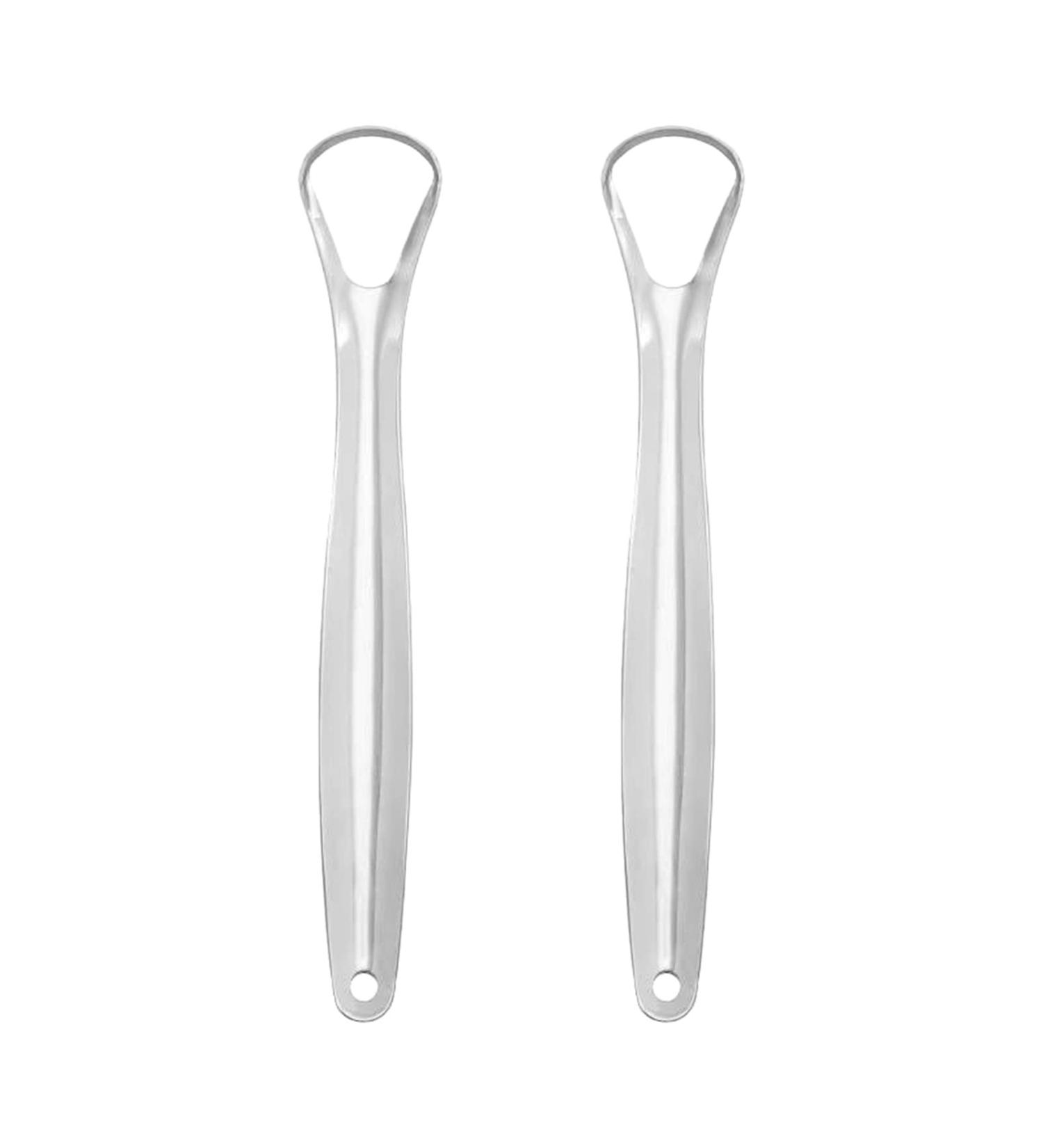 Tongue Scraper 2-Pack - Stainless Steel & BPA-Free Tongue Cleaners for Fresh Breath | Reduce Bad Breath Effectively - Buy Online on GoSupps.com