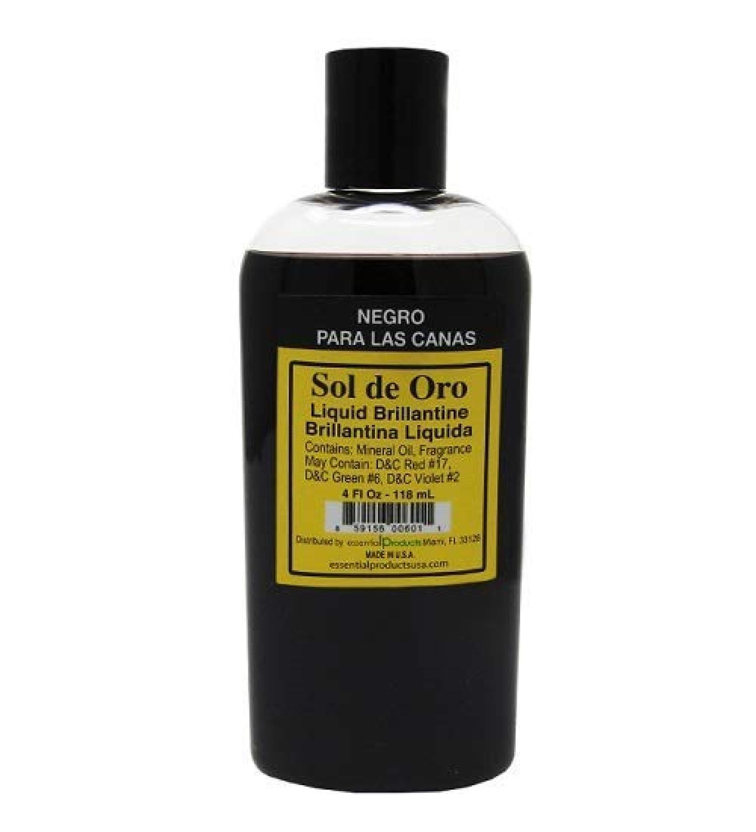 Sol de Oro Liquid Brillantine 4 fl oz. Negro para las Canas