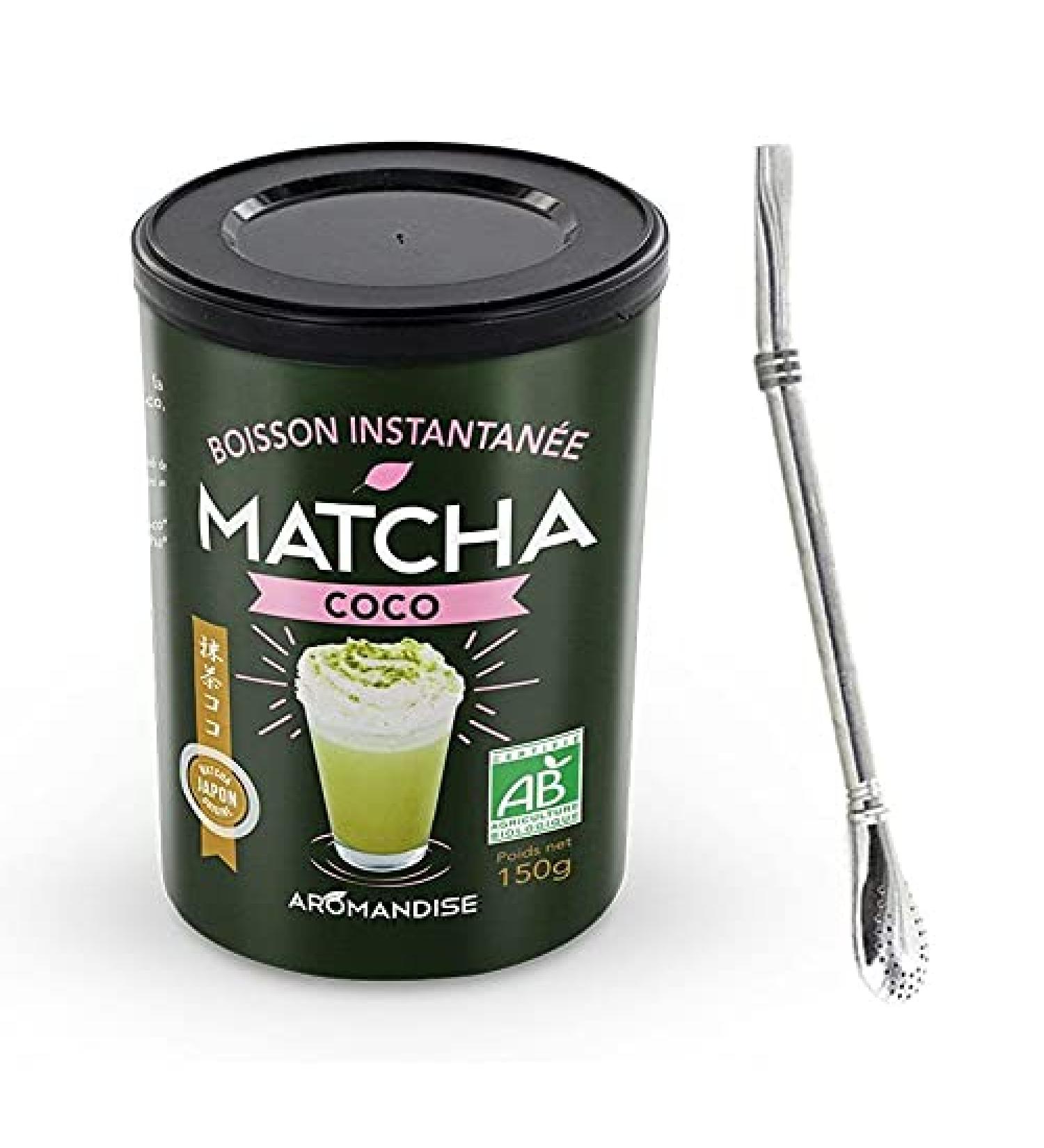 Boisson instantan e Matcha coco 150 g + paille inox avec filtre