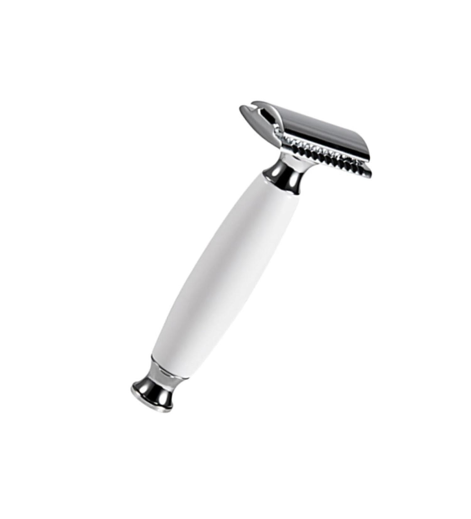 Beavorty Men's Long Grip Razor - Vintage Alloy Manual Shaver with Cooling Gel & Double Blade for Ultimate Shaving Experience - Buy Online on GoSupps.com
