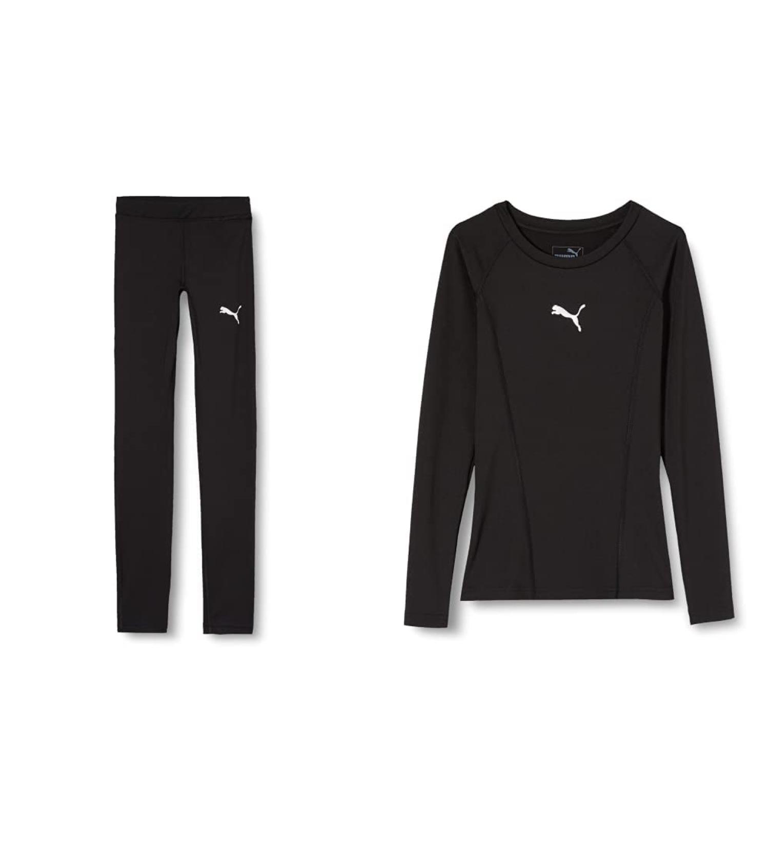 PUMA Unisex Kids Liga Baselayer Long Tight Jr Pants & LS Shirt - Black - 140 EU | International Shipping Available - Buy Online on GoSupps.com
