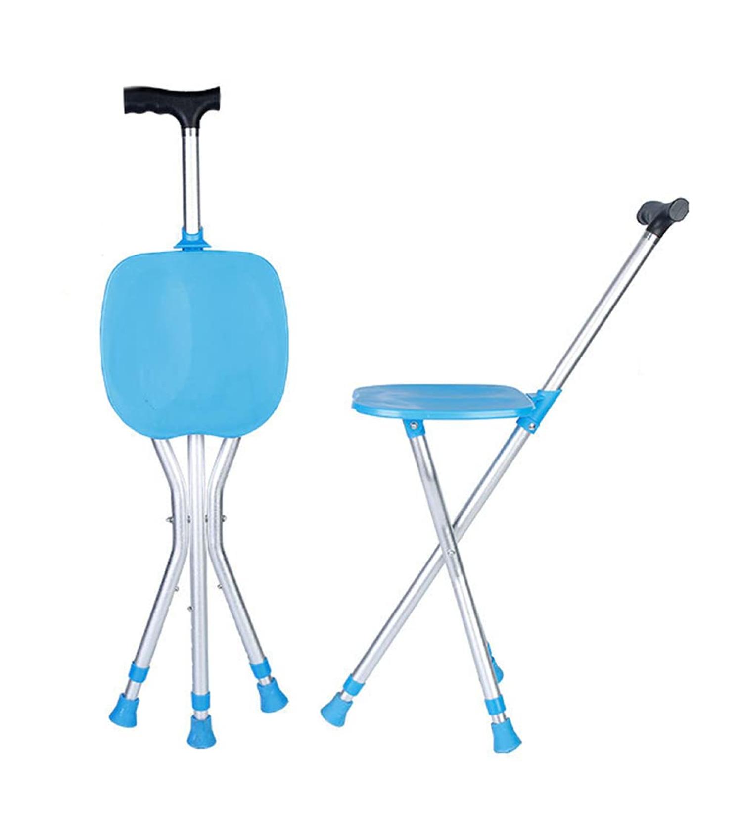 Portable Folding Cane Seat Aluminum Height Adjustable Combo Walking Stick Chair 3 Legs Cane Adjustable g Stick with LED Light Unisex for Elderly Senior Light Trave Surprise Gift - Buy Online on GoSupps.com