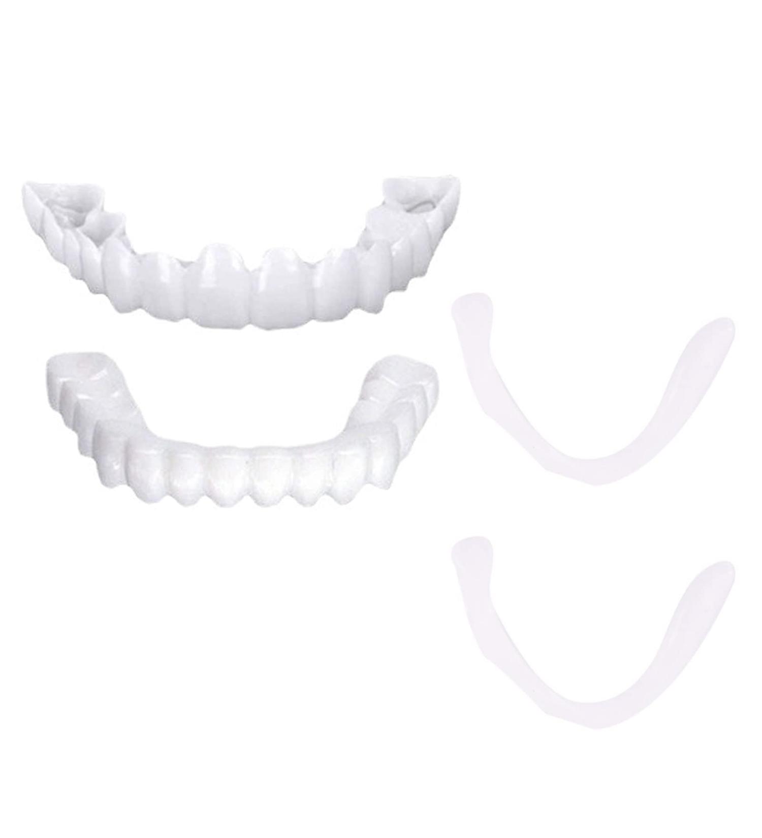 Flipped Warm Dentures Prostheses - 2 Pairs Cosmetic Snap-On Veneers for Men & Women | Quality Fake Teeth Set - Buy Online on GoSupps.com